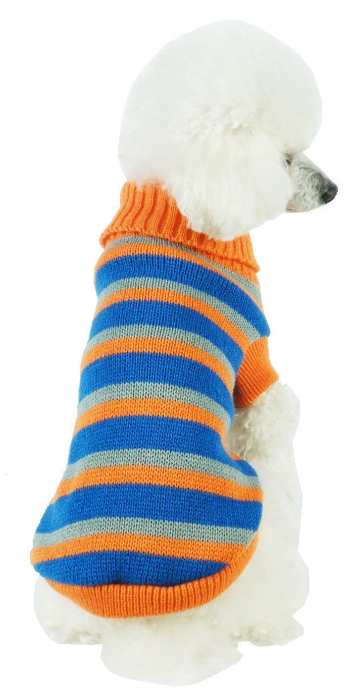Pet Life Heavy Cable Knitted Striped Fashion Designer Polo Dog Sweater