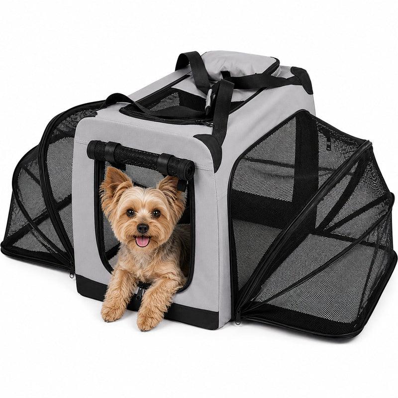 Pet Life Hounda Accordion Metal Framed Soft-Folding Collapsible Dual-Sided Expandable Pet Dog Crate | HT Animal Supply