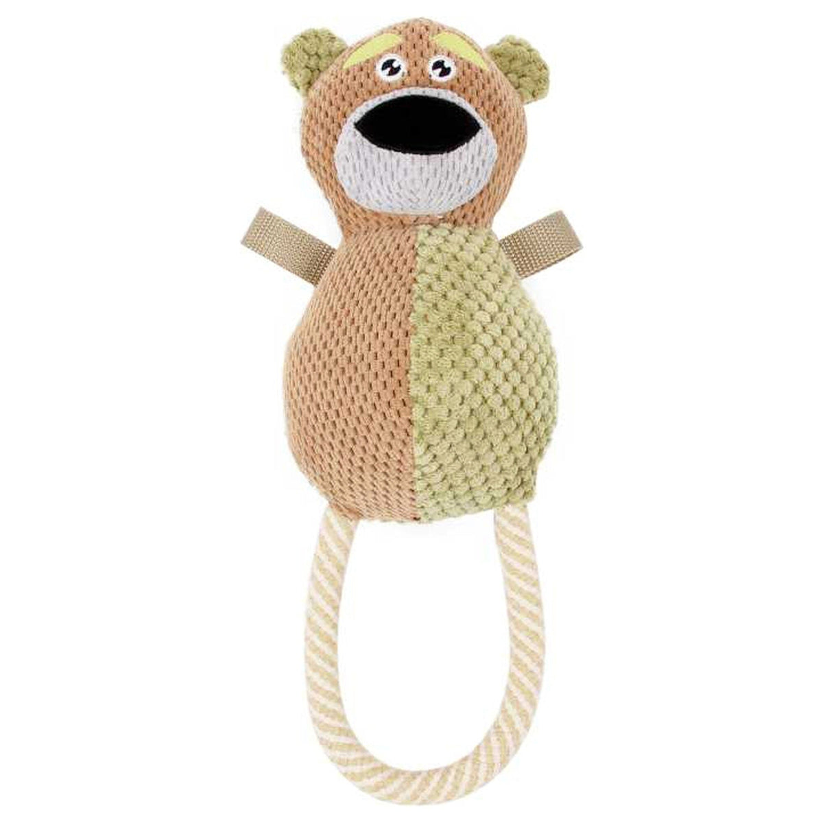 Pet Life Huggabear Natural Jute Squeaking and Tug Plush Dog Toy | HT Animal Supply