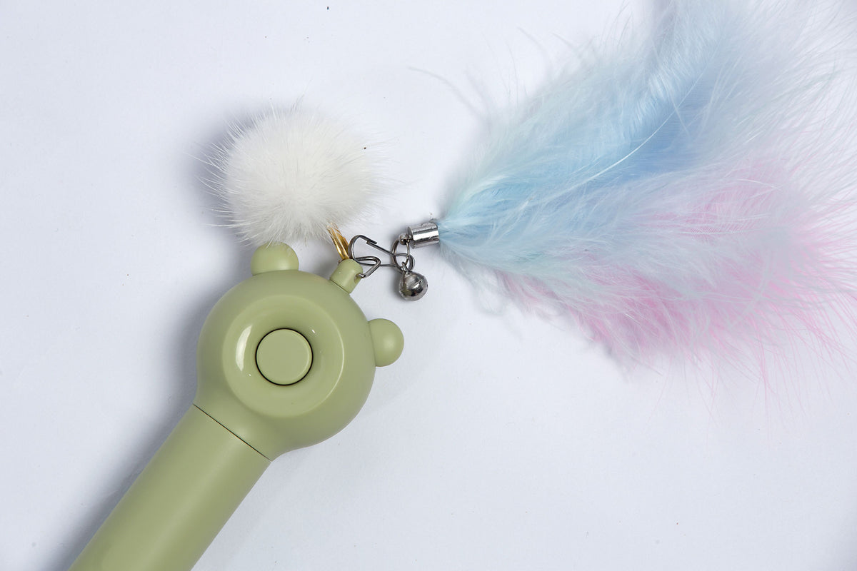Pet Life KITIQUE" 3-in-1 Retractable and Extendable Feathered and Laser Wand Kitty Cat Teaser