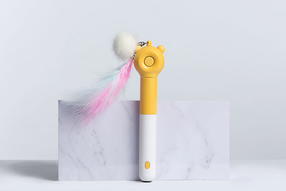 Pet Life KITIQUE" 3-in-1 Retractable and Extendable Feathered and Laser Wand Kitty Cat Teaser