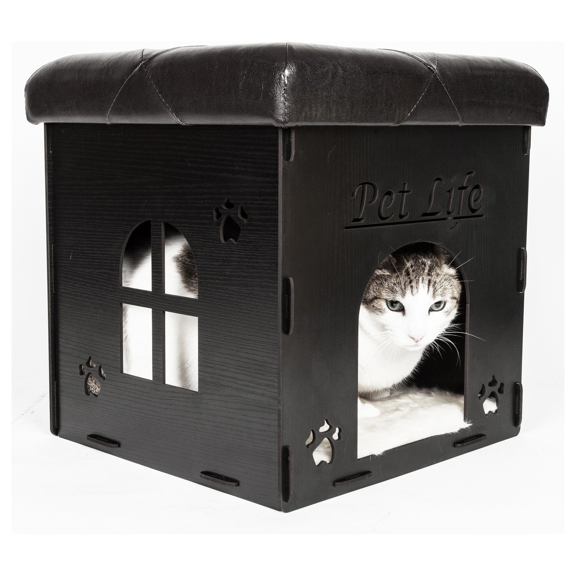 Pet Life Kitty Kallapse Collapsible Folding Kitty Cat House Tree Bed Ottoman Bench Furniture | HT Animal Supply