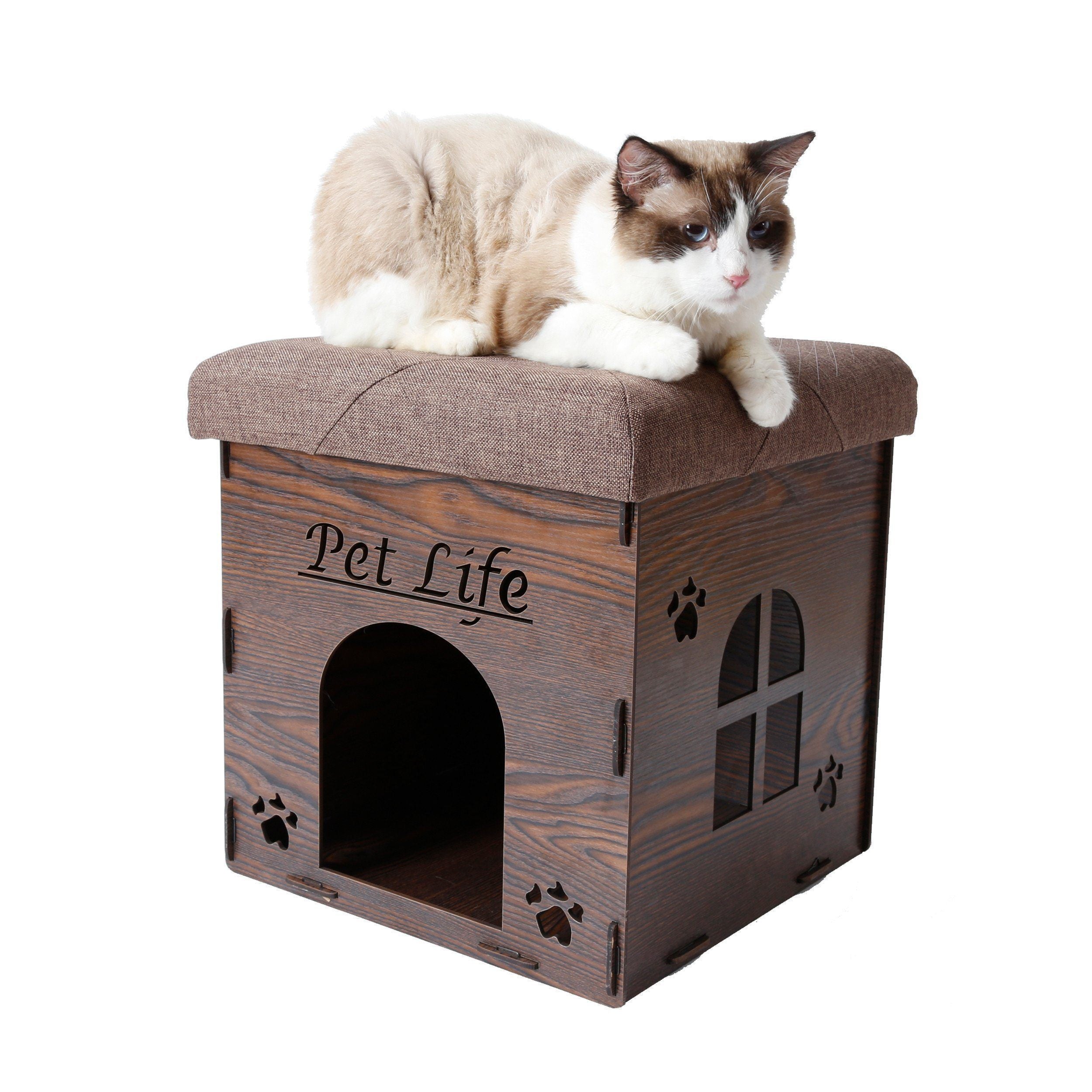 Pet Life Kitty Kallapse Collapsible Folding Kitty Cat House Tree Bed Ottoman Bench Furniture