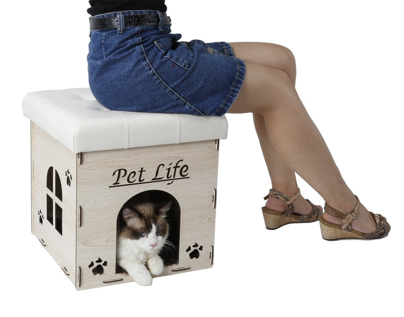 Pet Life Kitty Kallapse Collapsible Folding Kitty Cat House Tree Bed Ottoman Bench Furniture