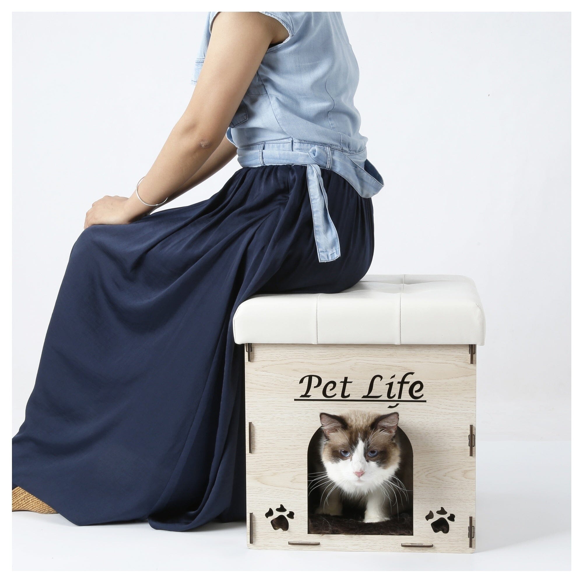 Pet Life Kitty Kallapse Collapsible Folding Kitty Cat House Tree Bed Ottoman Bench Furniture | HT Animal Supply