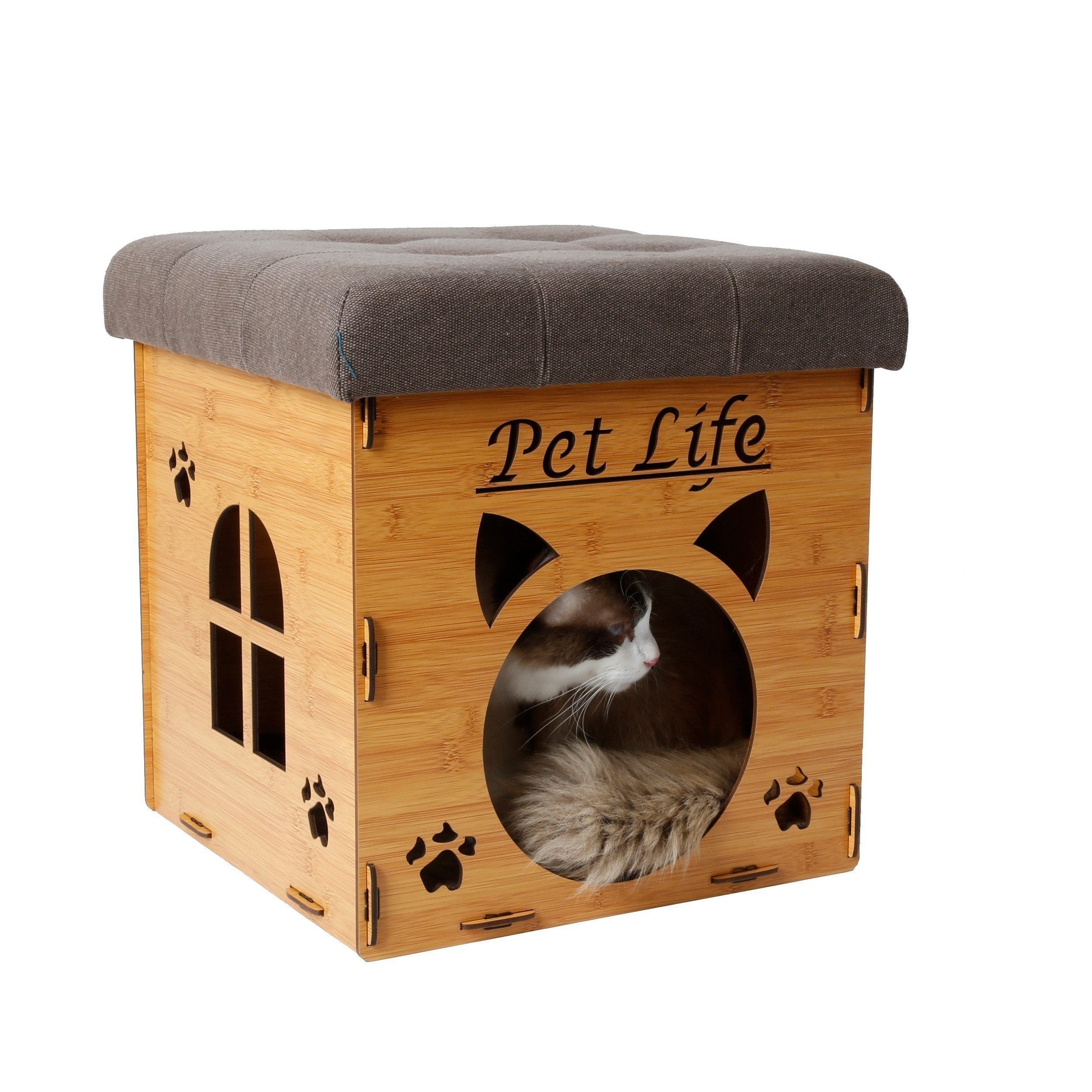 Pet Life Kitty Kallapse Collapsible Folding Kitty Cat House Tree Bed Ottoman Bench Furniture