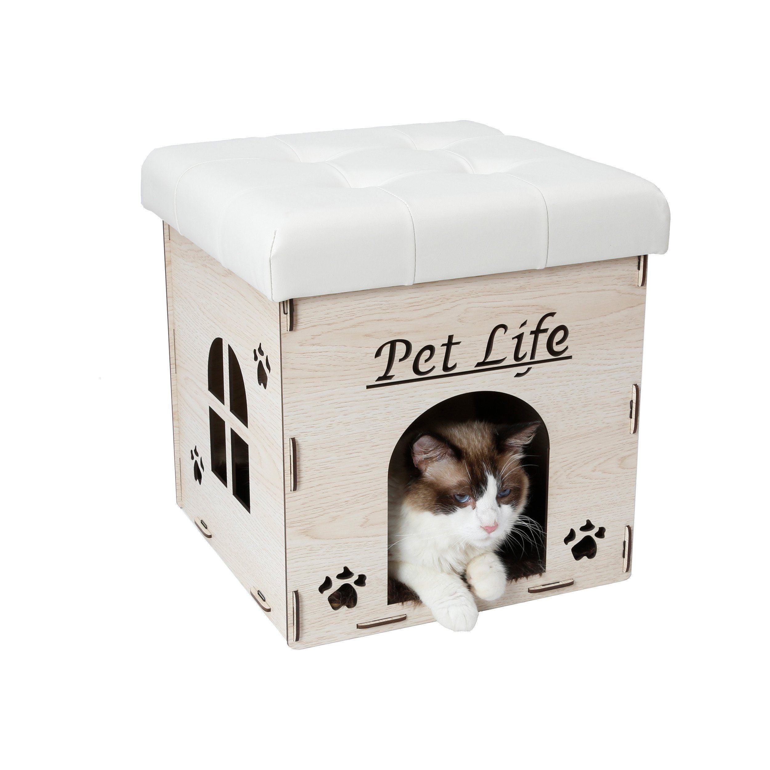Pet Life Kitty Kallapse Collapsible Folding Kitty Cat House Tree Bed Ottoman Bench Furniture