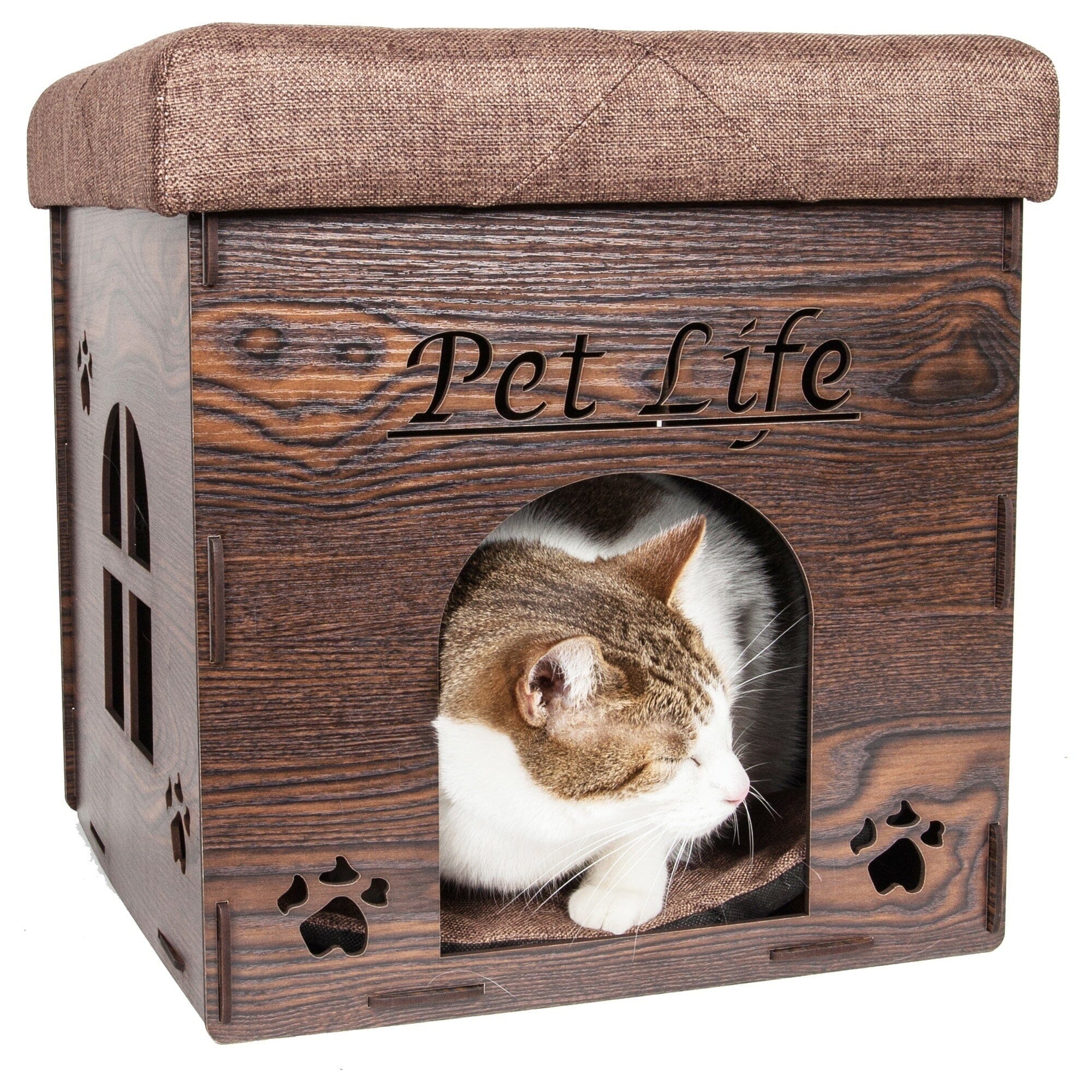 Pet Life Kitty Kallapse Collapsible Folding Kitty Cat House Tree Bed Ottoman Bench Furniture | HT Animal Supply