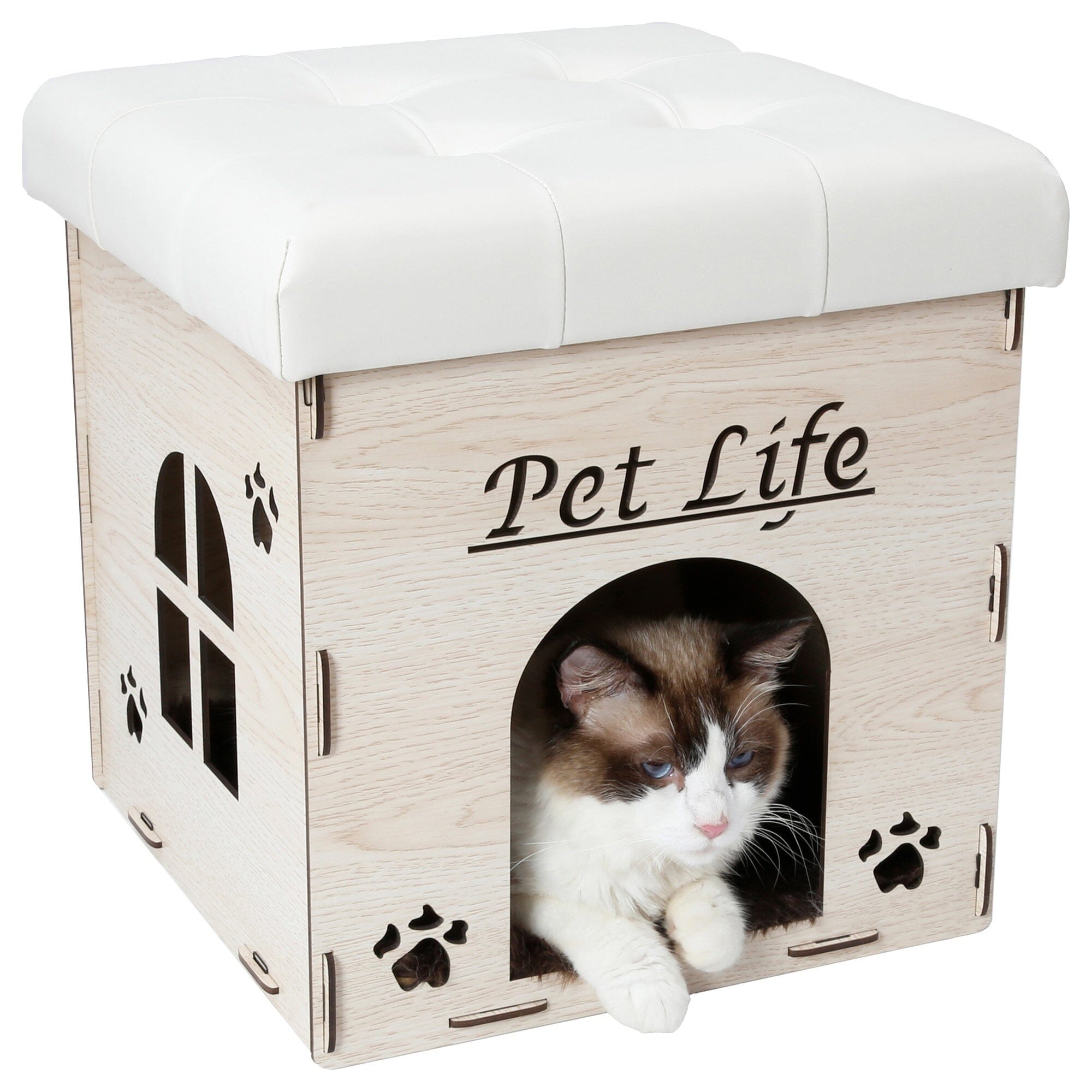 Pet Life Kitty Kallapse Collapsible Folding Kitty Cat House Tree Bed Ottoman Bench Furniture | HT Animal Supply
