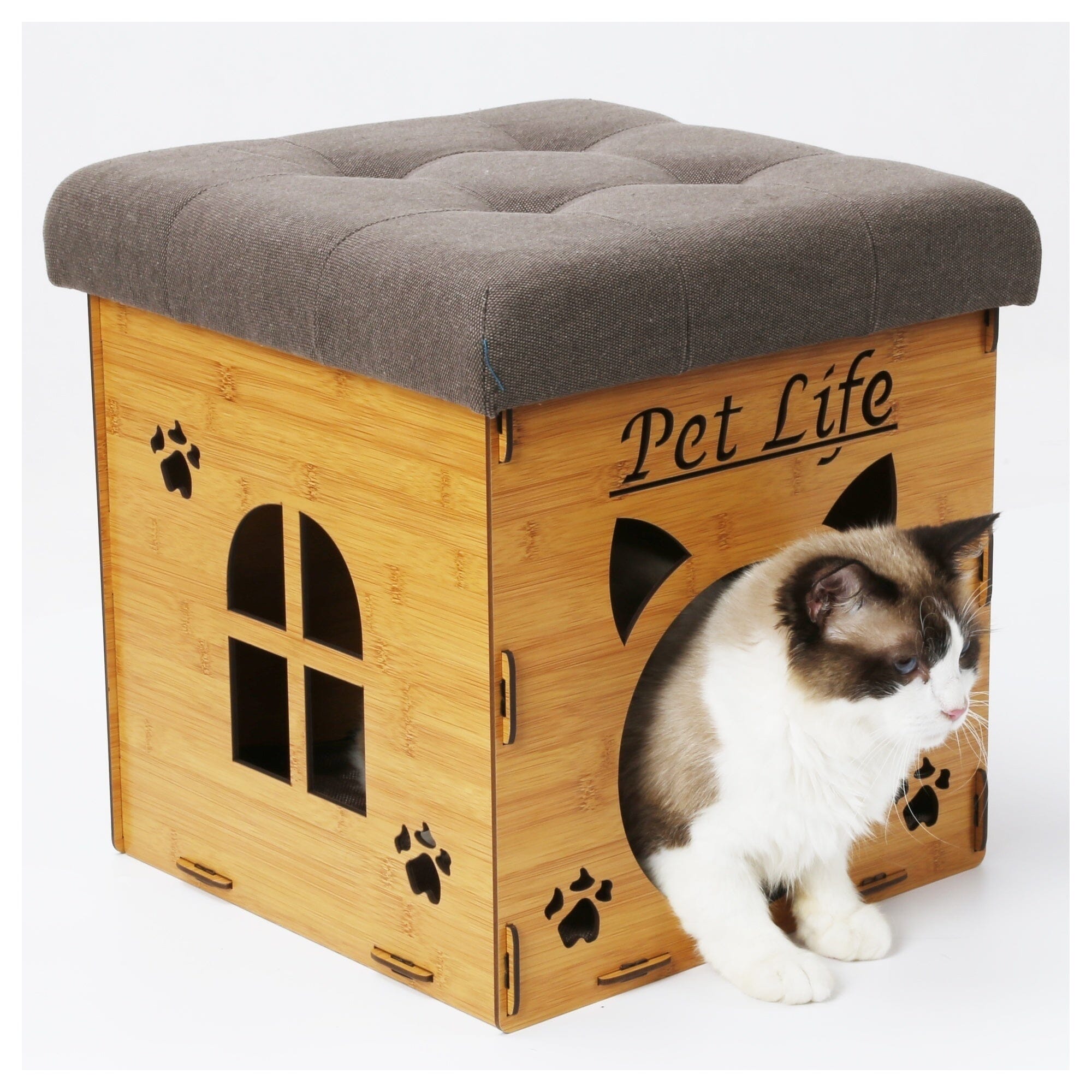 Pet Life Kitty Kallapse Collapsible Folding Kitty Cat House Tree Bed Ottoman Bench Furniture | HT Animal Supply