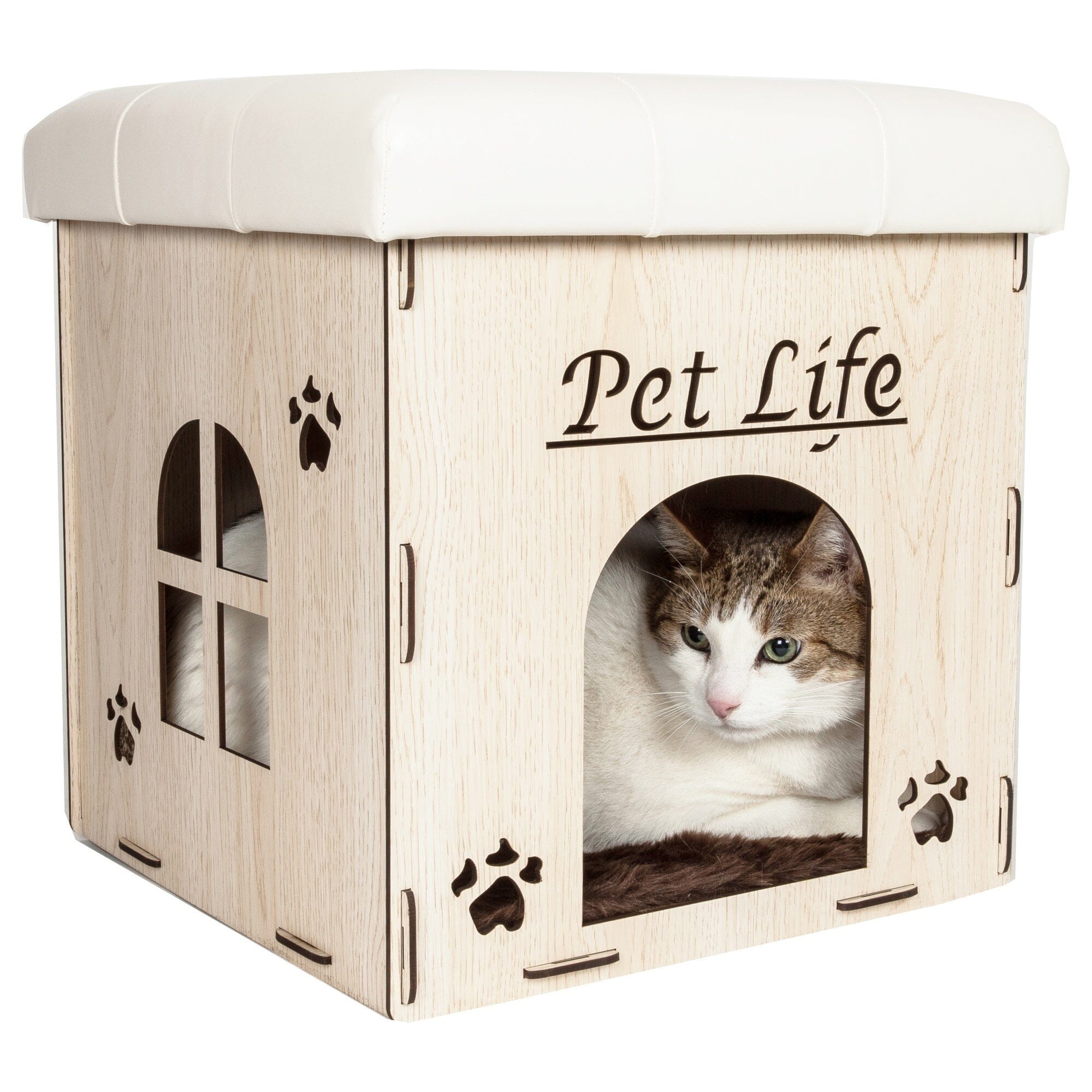 Pet Life Kitty Kallapse Collapsible Folding Kitty Cat House Tree Bed Ottoman Bench Furniture | HT Animal Supply