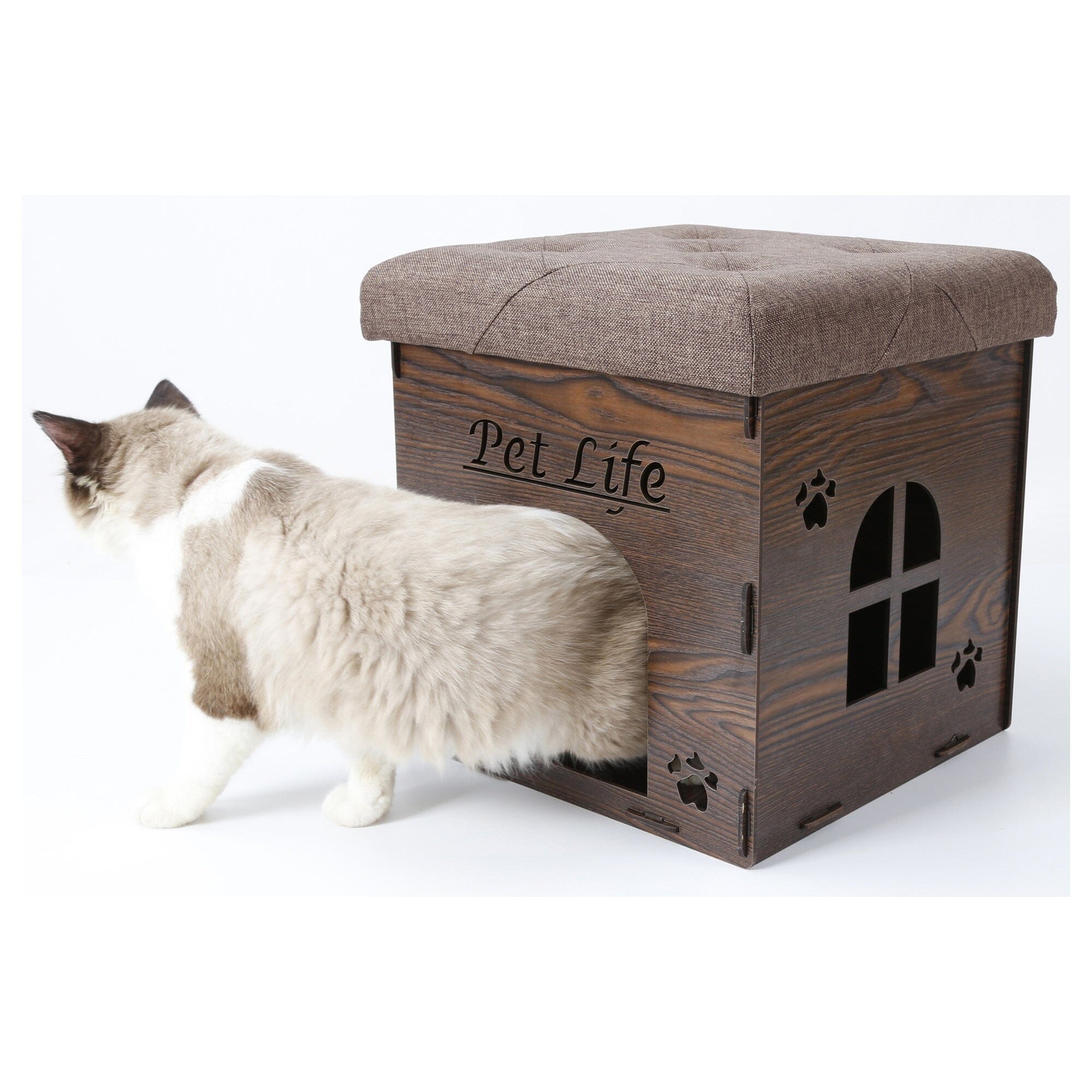Pet Life Kitty Kallapse Collapsible Folding Kitty Cat House Tree Bed Ottoman Bench Furniture | HT Animal Supply