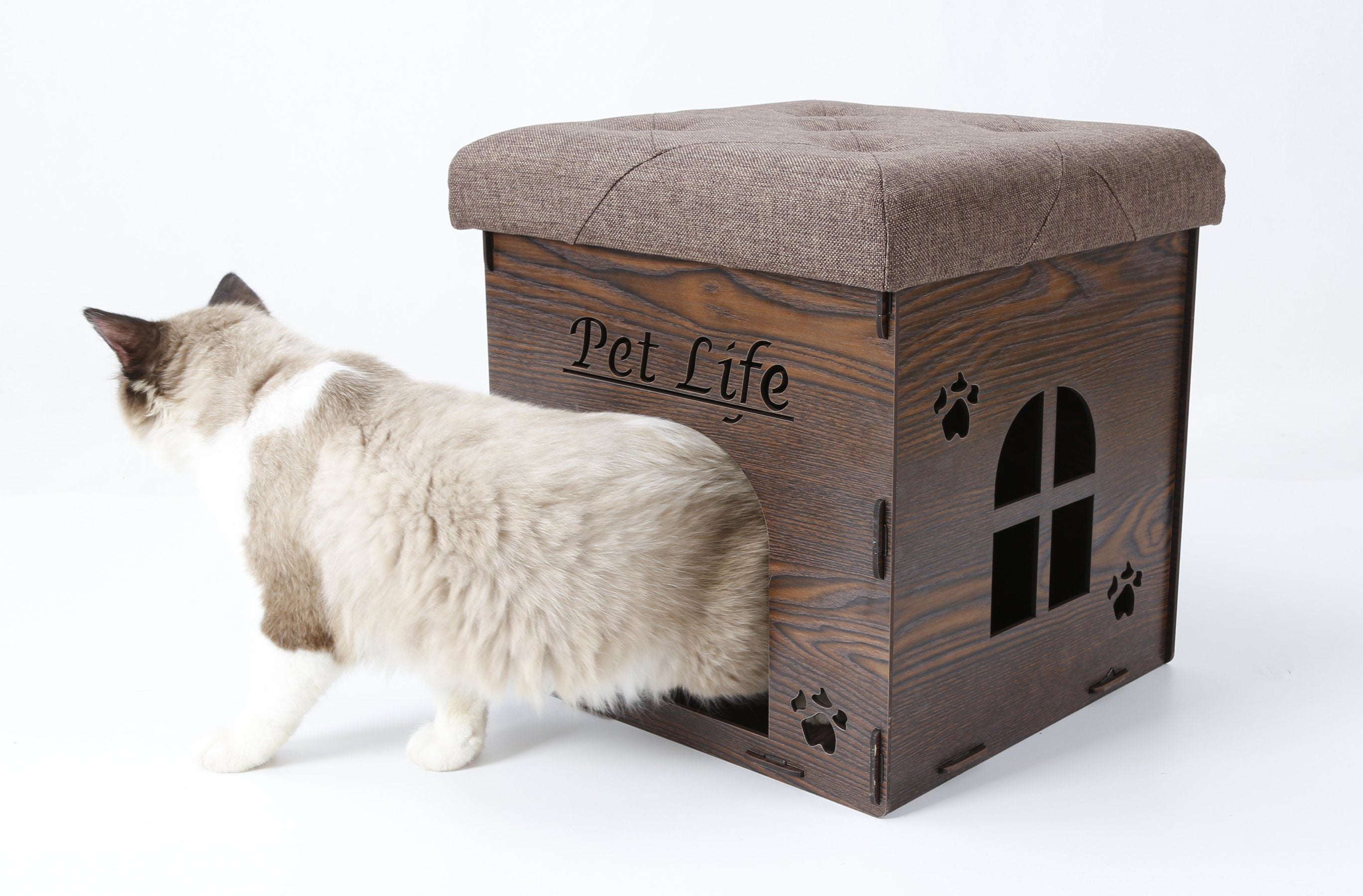 Pet Life Kitty Kallapse Collapsible Folding Kitty Cat House Tree Bed Ottoman Bench Furniture