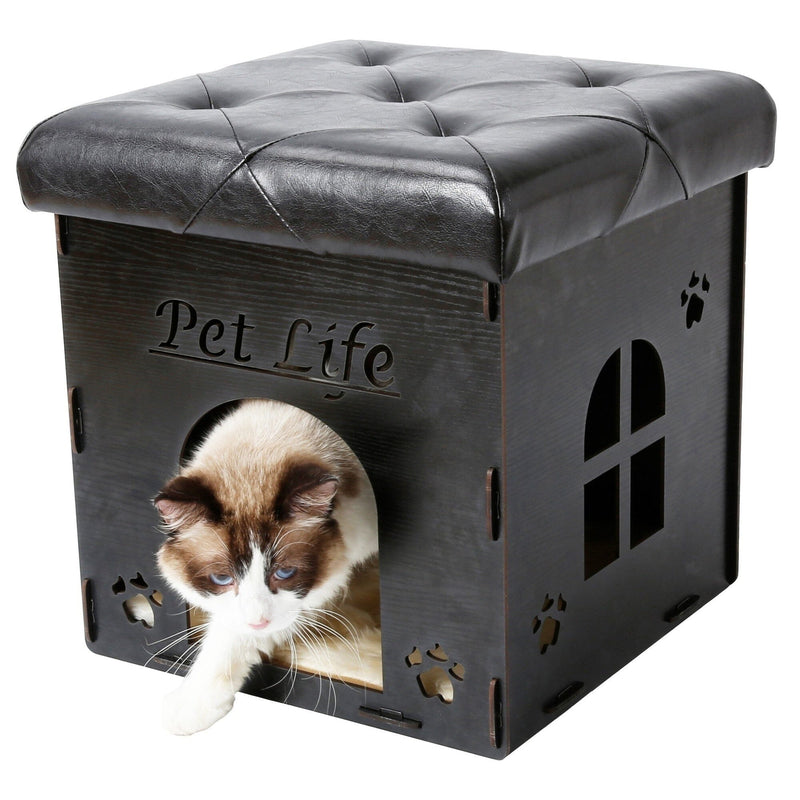 Pet Life Kitty Kallapse Collapsible Folding Kitty Cat House Tree Bed Ottoman Bench Furniture | HT Animal Supply