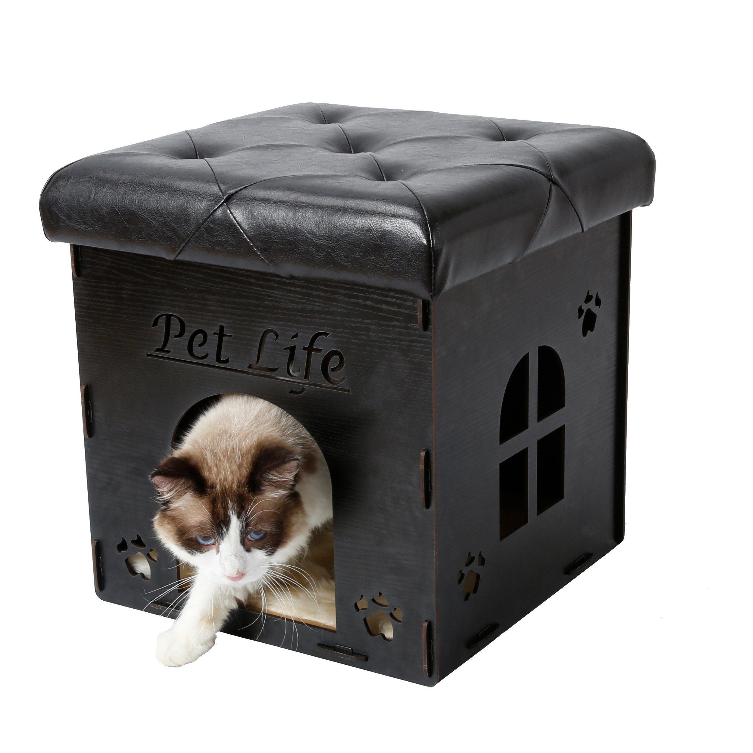Pet Life Kitty Kallapse Collapsible Folding Kitty Cat House Tree Bed Ottoman Bench Furniture