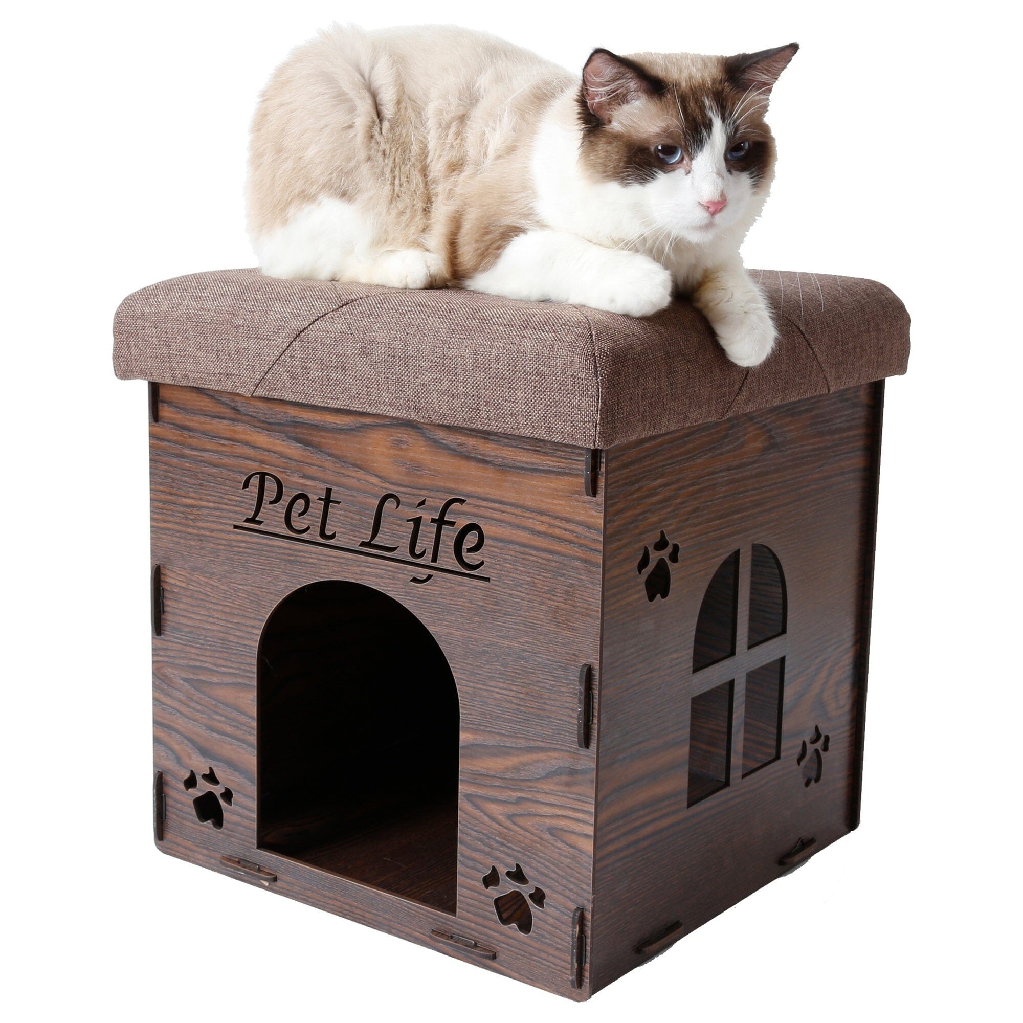Pet Life Kitty Kallapse Collapsible Folding Kitty Cat House Tree Bed Ottoman Bench Furniture | HT Animal Supply