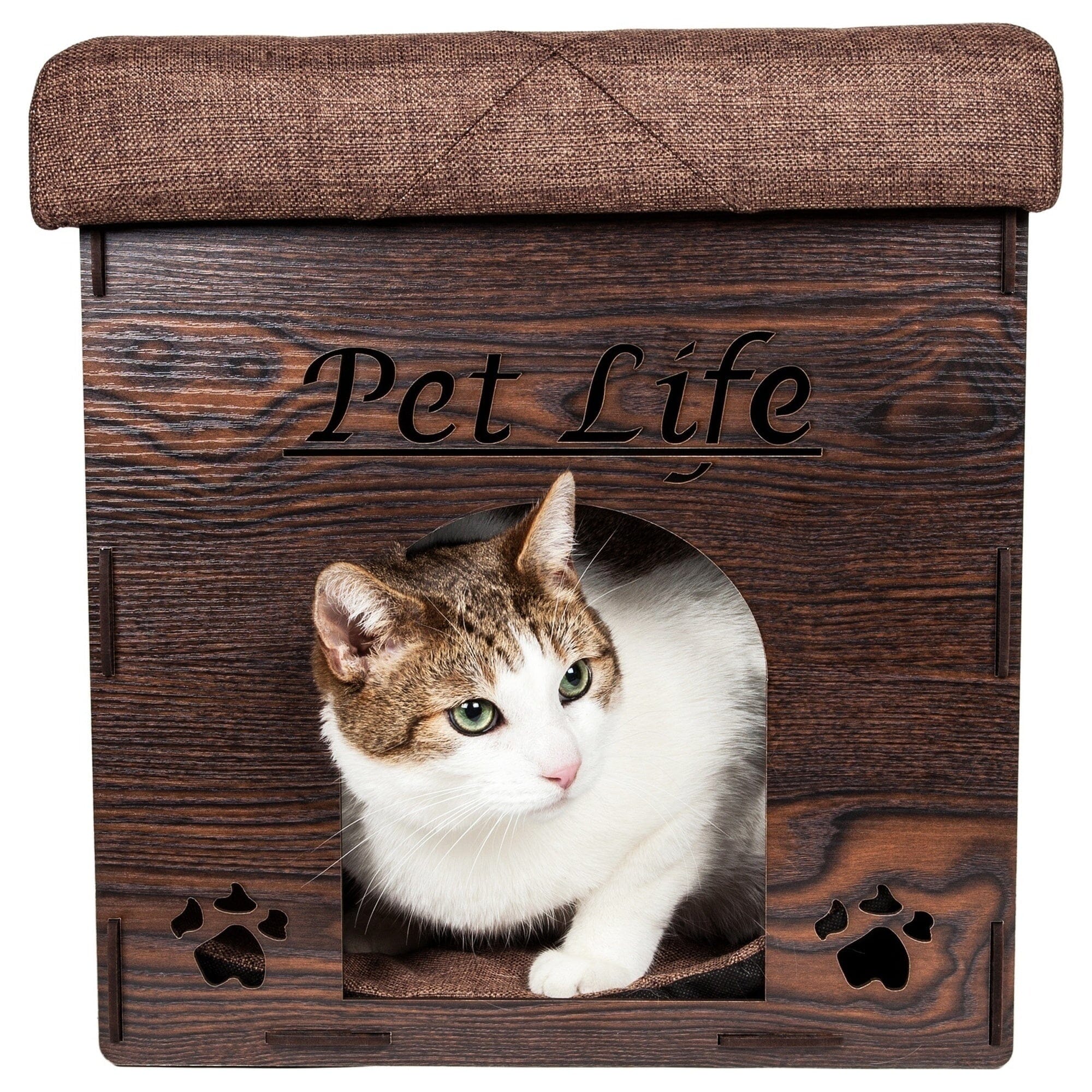 Pet Life Kitty Kallapse Collapsible Folding Kitty Cat House Tree Bed Ottoman Bench Furniture | HT Animal Supply