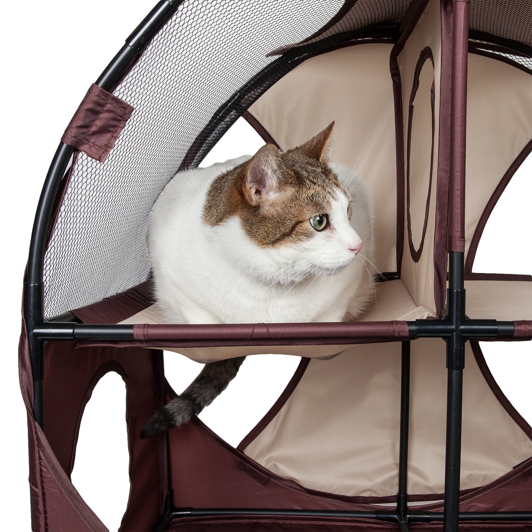 Pet Life Kitty-Play Collapsible Travel Interactive Kitty Cat Tree Maze House Lounger Tunnel Lounge