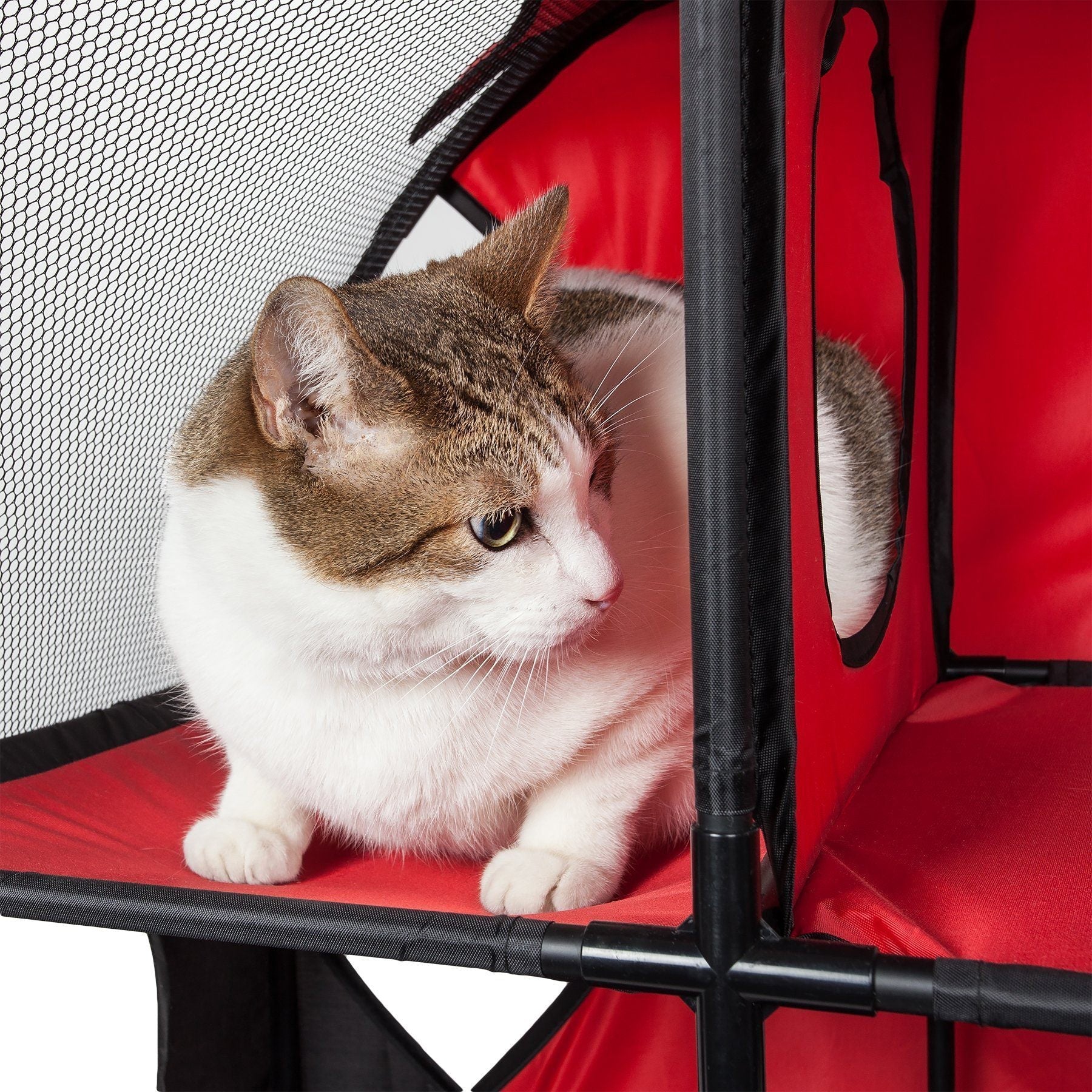 Pet Life Kitty-Play Collapsible Travel Interactive Kitty Cat Tree Maze House Lounger Tunnel Lounge
