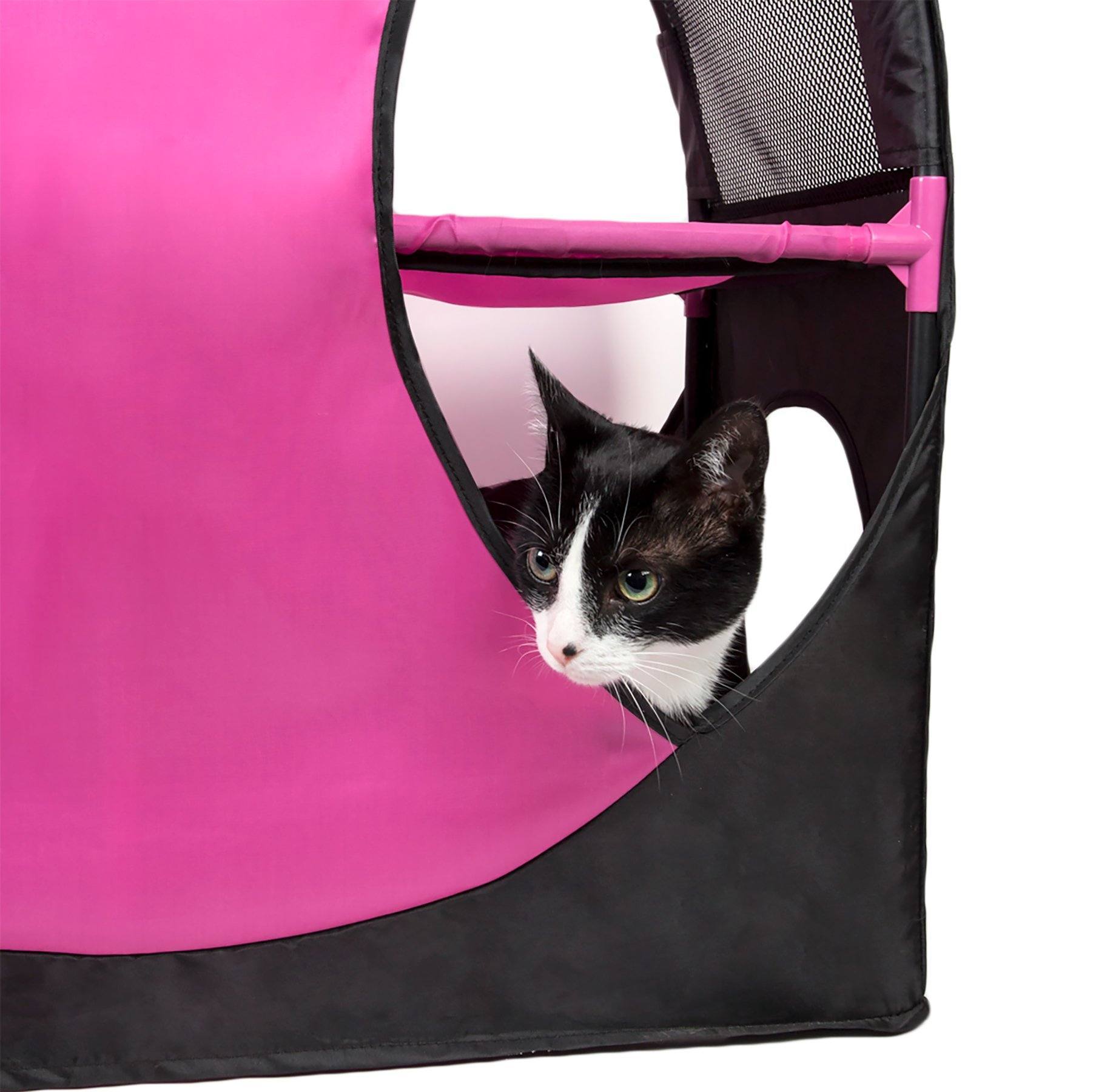 Pet Life ® Kitty-Play Collapsible Travel Interactive Kitty Cat Tree Maze House Lounger Tunnel Lounge