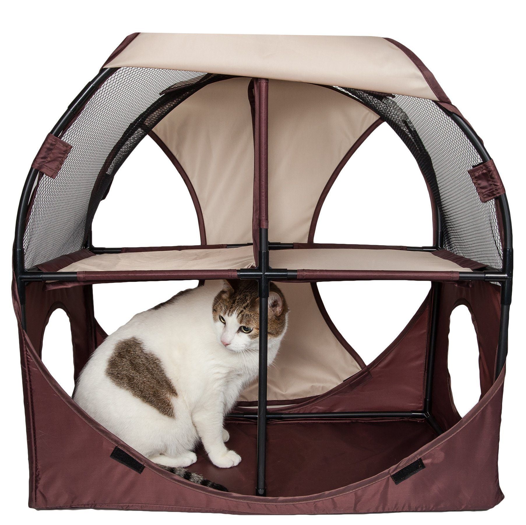 Pet Life Kitty-Play Collapsible Travel Interactive Kitty Cat Tree Maze House Lounger Tunnel Lounge