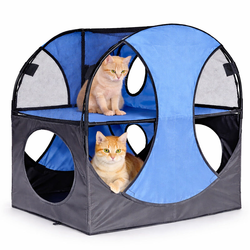 Pet Life Kitty-Play Collapsible Travel Interactive Kitty Cat Tree Maze House Lounger Tunnel Lounge | HT Animal Supply