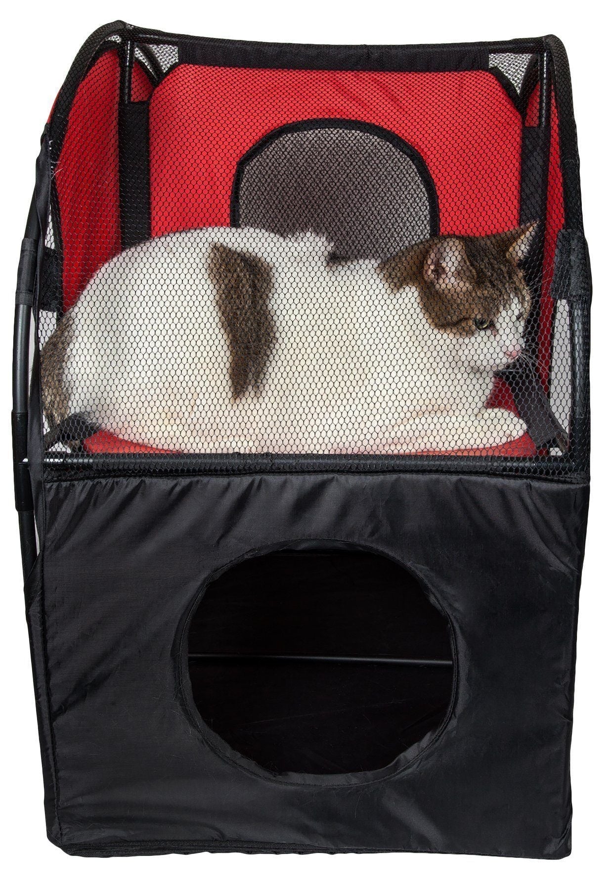 Pet Life Kitty-Play Collapsible Travel Interactive Kitty Cat Tree Maze House Lounger Tunnel Lounge