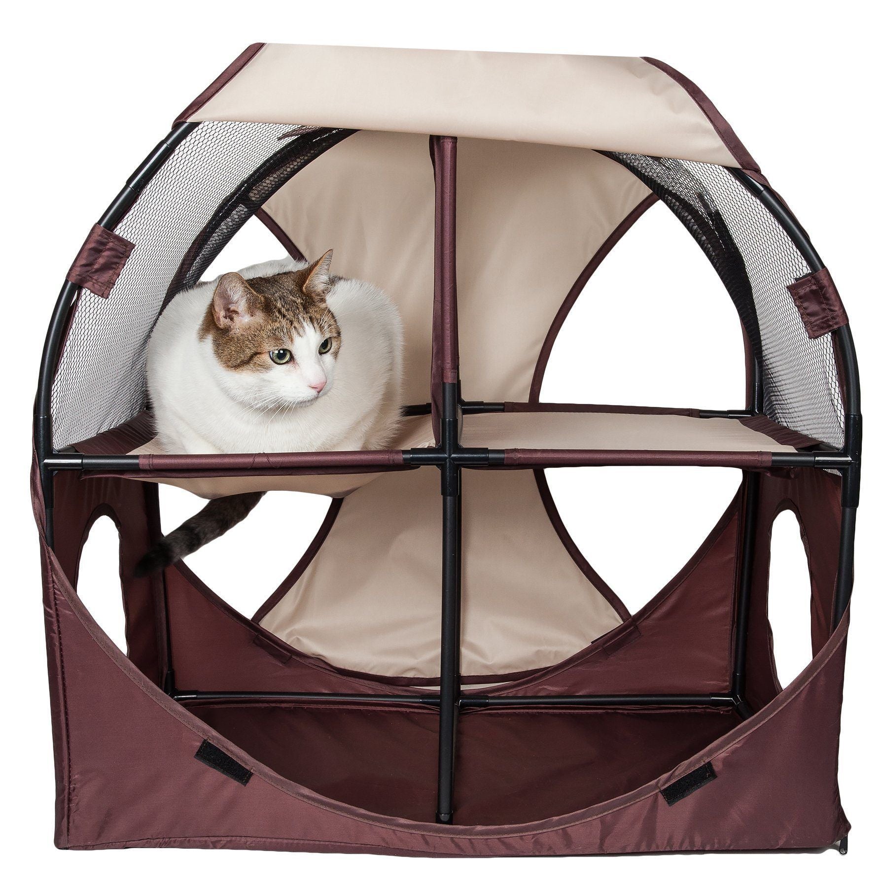 Pet Life Kitty-Play Collapsible Travel Interactive Kitty Cat Tree Maze House Lounger Tunnel Lounge