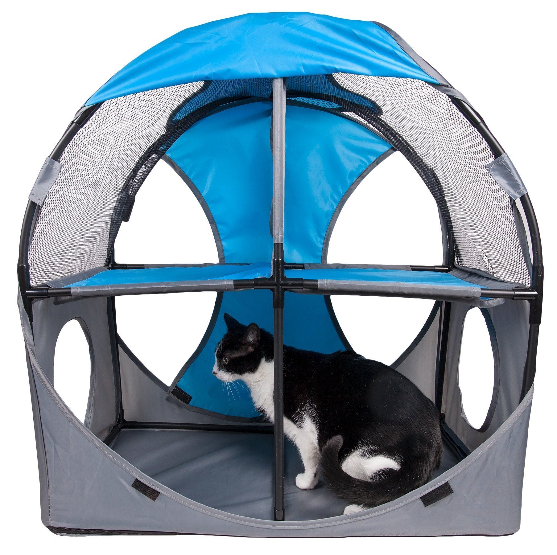 Pet Life Kitty-Play Collapsible Travel Interactive Kitty Cat Tree Maze House Lounger Tunnel Lounge
