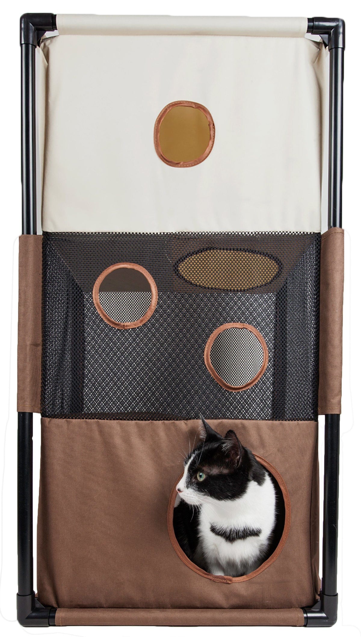 Pet Life Kitty-Square Collapsible Travel Interactive Kitty Cat Tree Maze House Lounger Tunnel Lounge