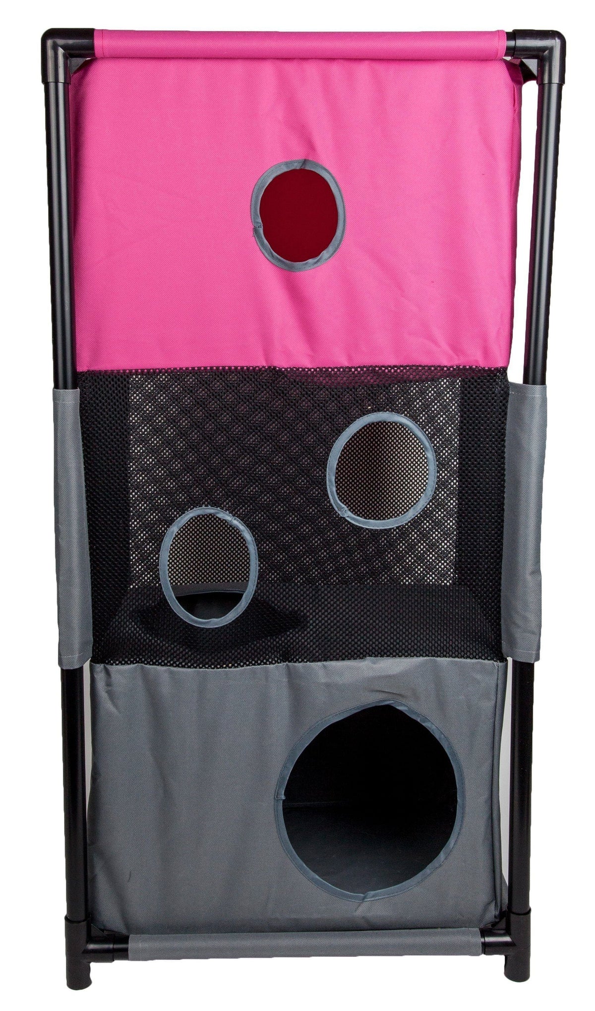 Pet Life Kitty-Square Collapsible Travel Interactive Kitty Cat Tree Maze House Lounger Tunnel Lounge