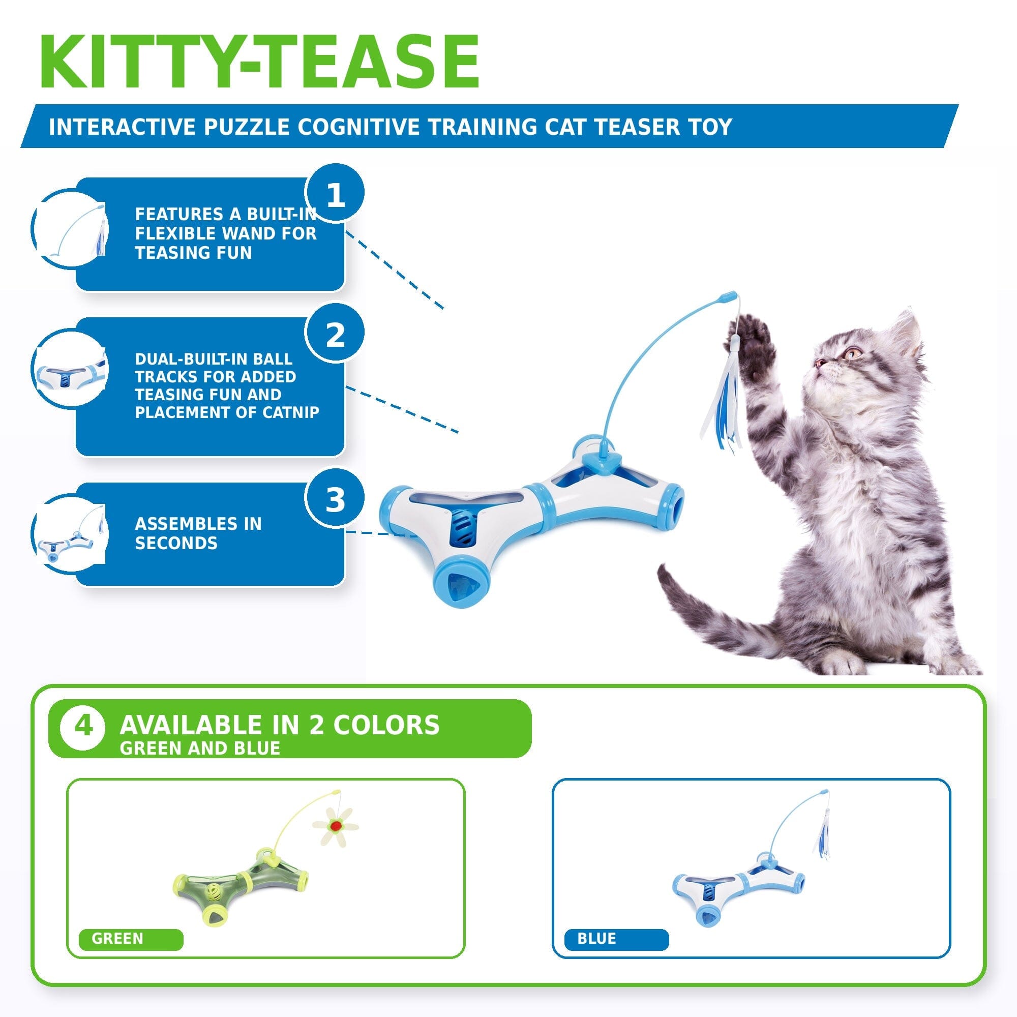 Pet Life Kitty-Tease Interactive Teaser Kitty Cat Puzzle Toy | HT Animal Supply