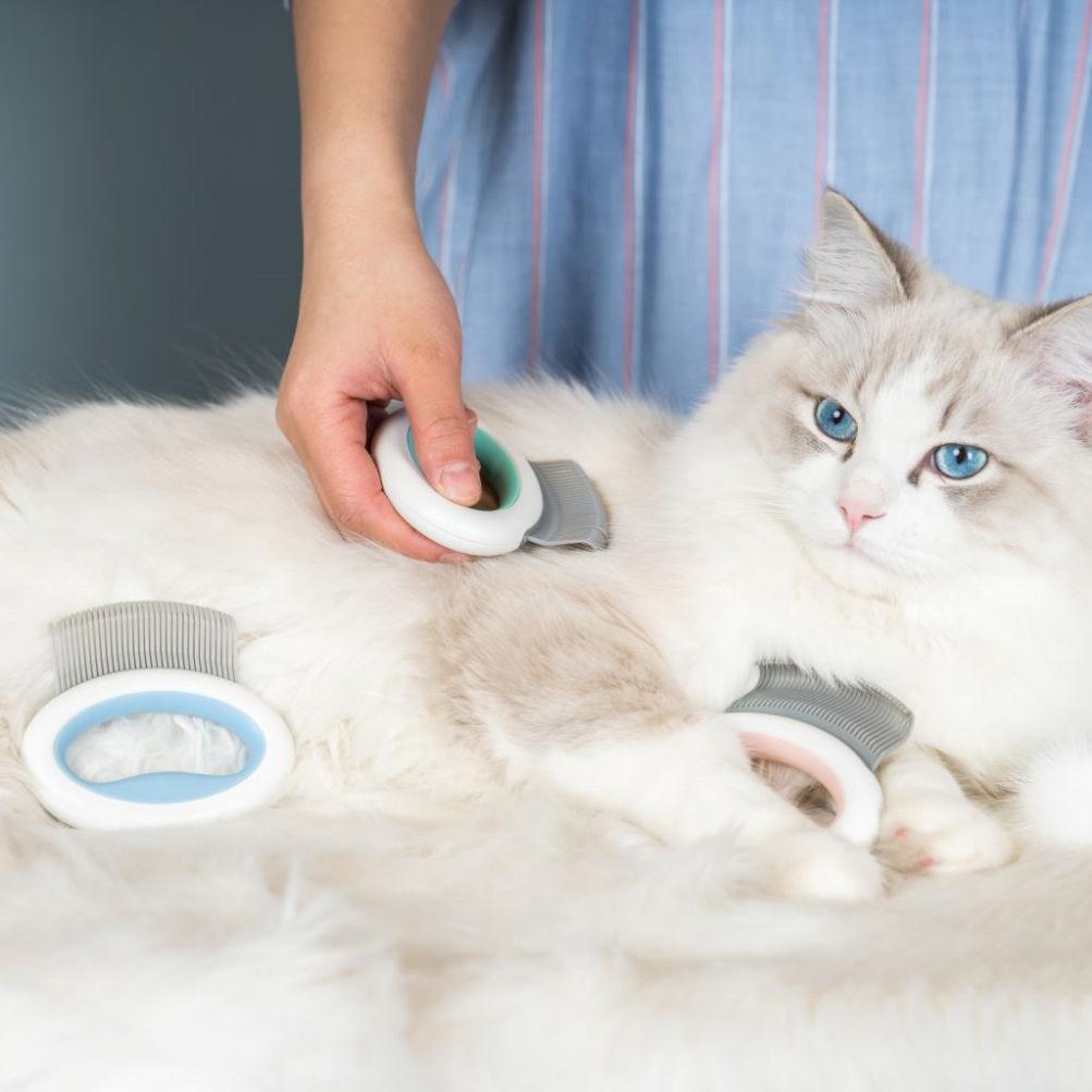 Pet Life ® Knuckler Handheld Travel Flexible Grooming Pet Rake Comb