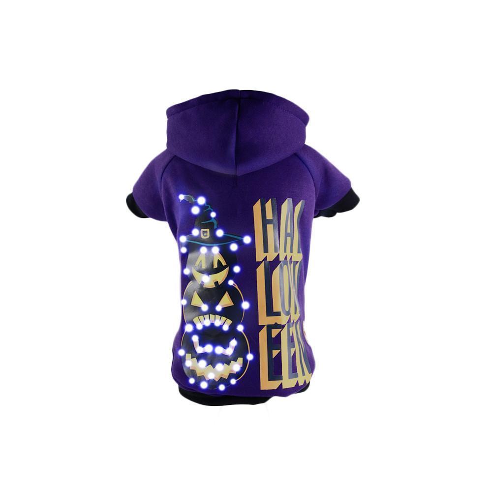 Pet Life LED Lighting Halloween Happy Snowman Hooded Dog Costume Sweater w/ Included Batteries