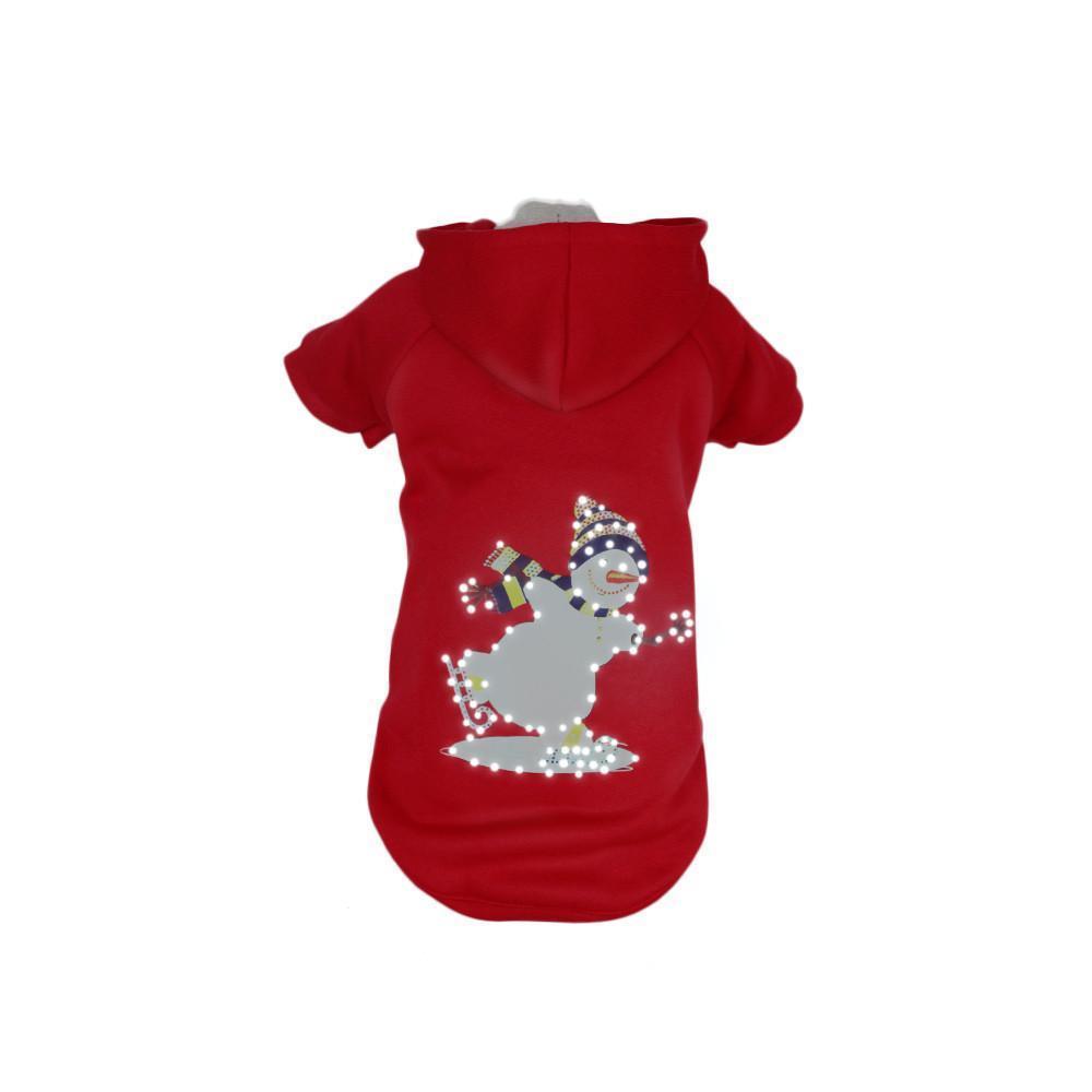 Pet Life LED Lighting Holiday Snowman Hooded dog Costume Sweater w/ Included Batteries