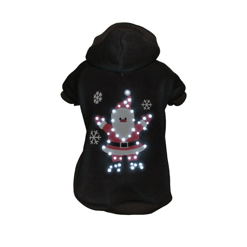 Pet Life ® LED Lighting Juggling Santa Hooded Dog Costume Sweater w/ Included Batteries