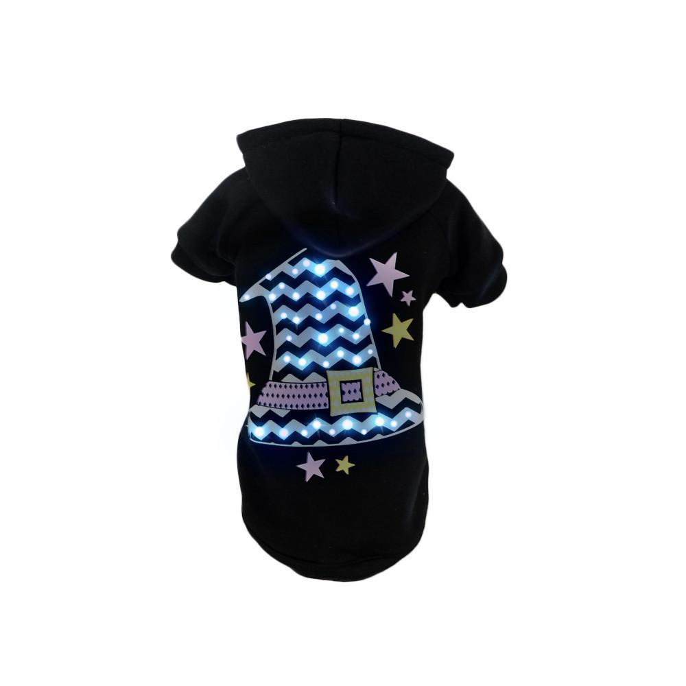Pet Life LED Lighting Magical Hat Hooded Dog Costume Sweater w/ Included Batteries