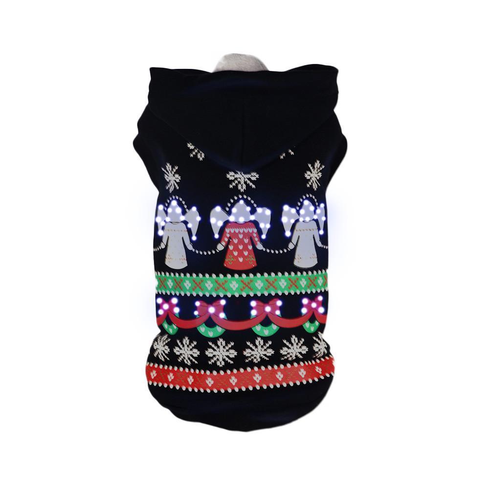 Pet Life LED Lighting Patterned Holiday Hooded Dog Costume Sweater w/ Included Batteries