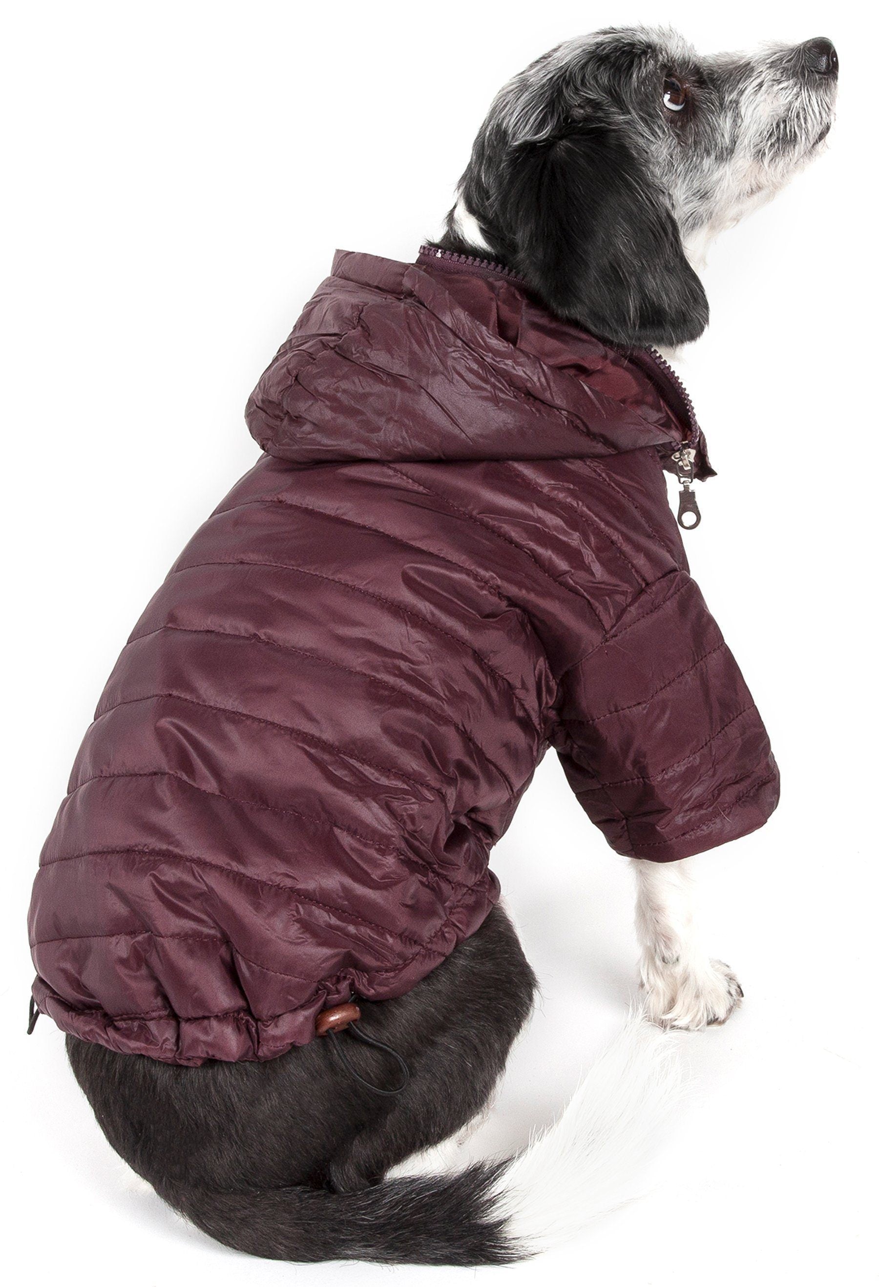 Pet Life ® Lightweight Adjustable and Collapsible Sporty Avalanche Dog Coat w/ Pop-out Zippered Hood
