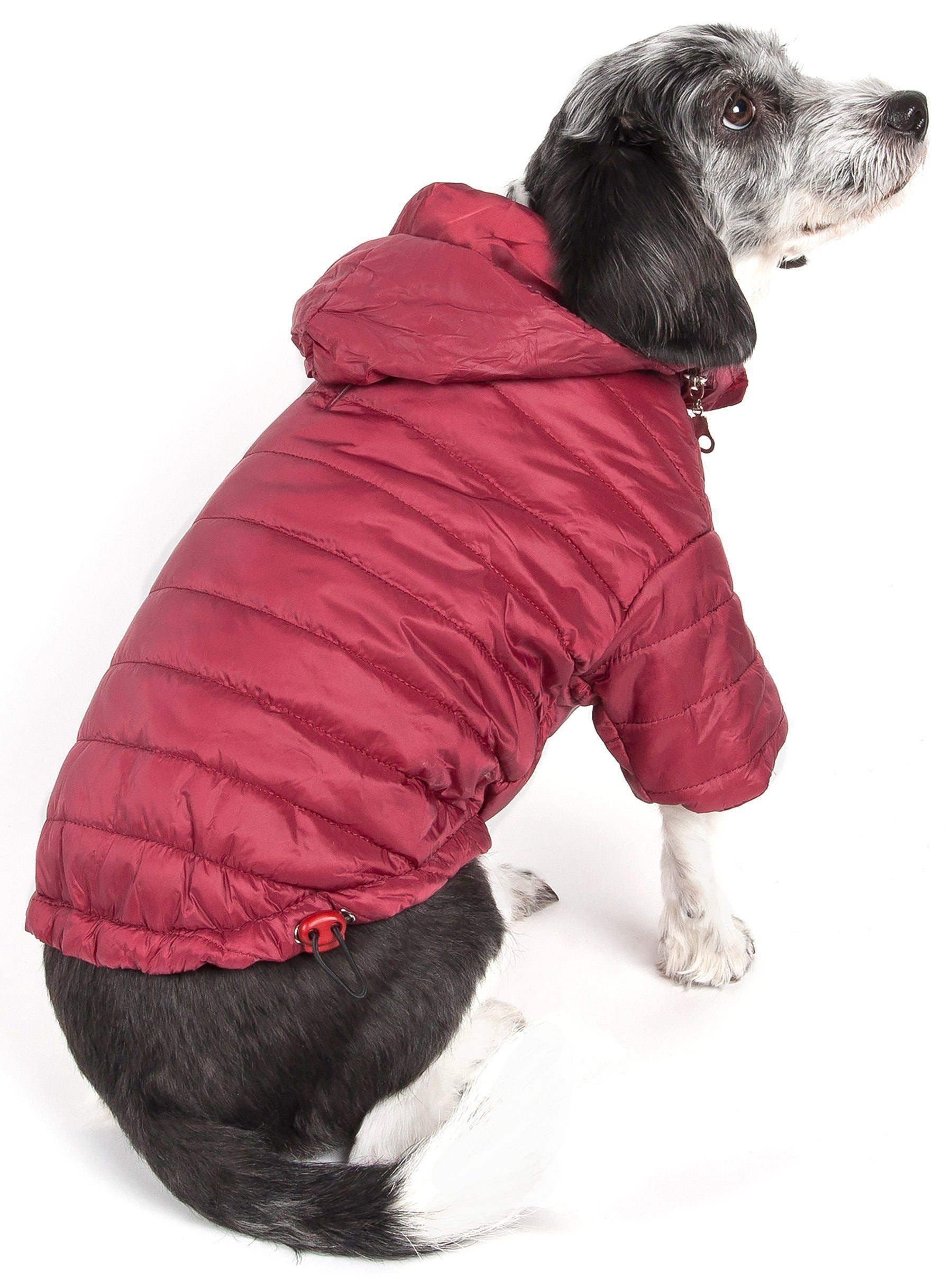 Pet Life ® Lightweight Adjustable and Collapsible Sporty Avalanche Dog Coat w/ Pop-out Zippered Hood