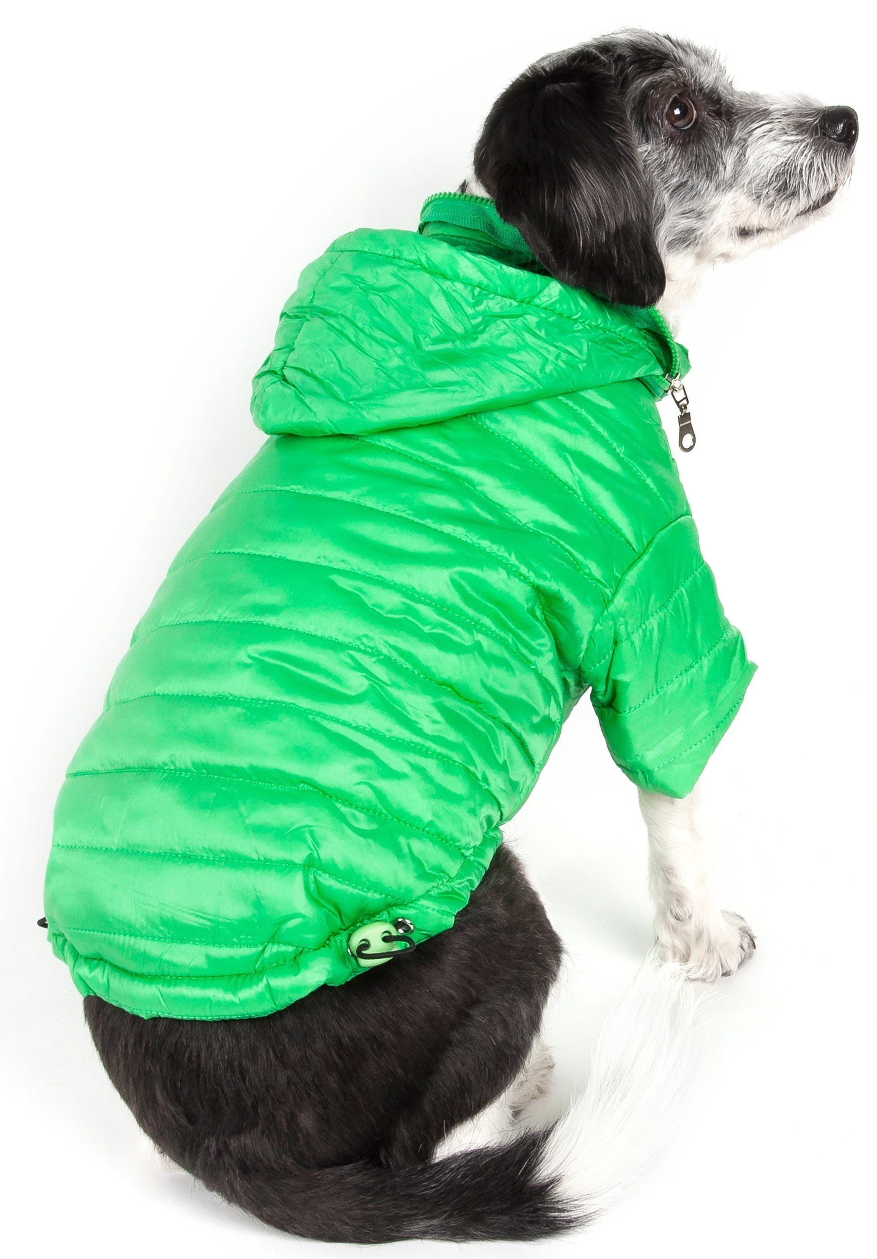 Pet Life ® Lightweight Adjustable and Collapsible Sporty Avalanche Dog Coat w/ Pop-out Zippered Hood