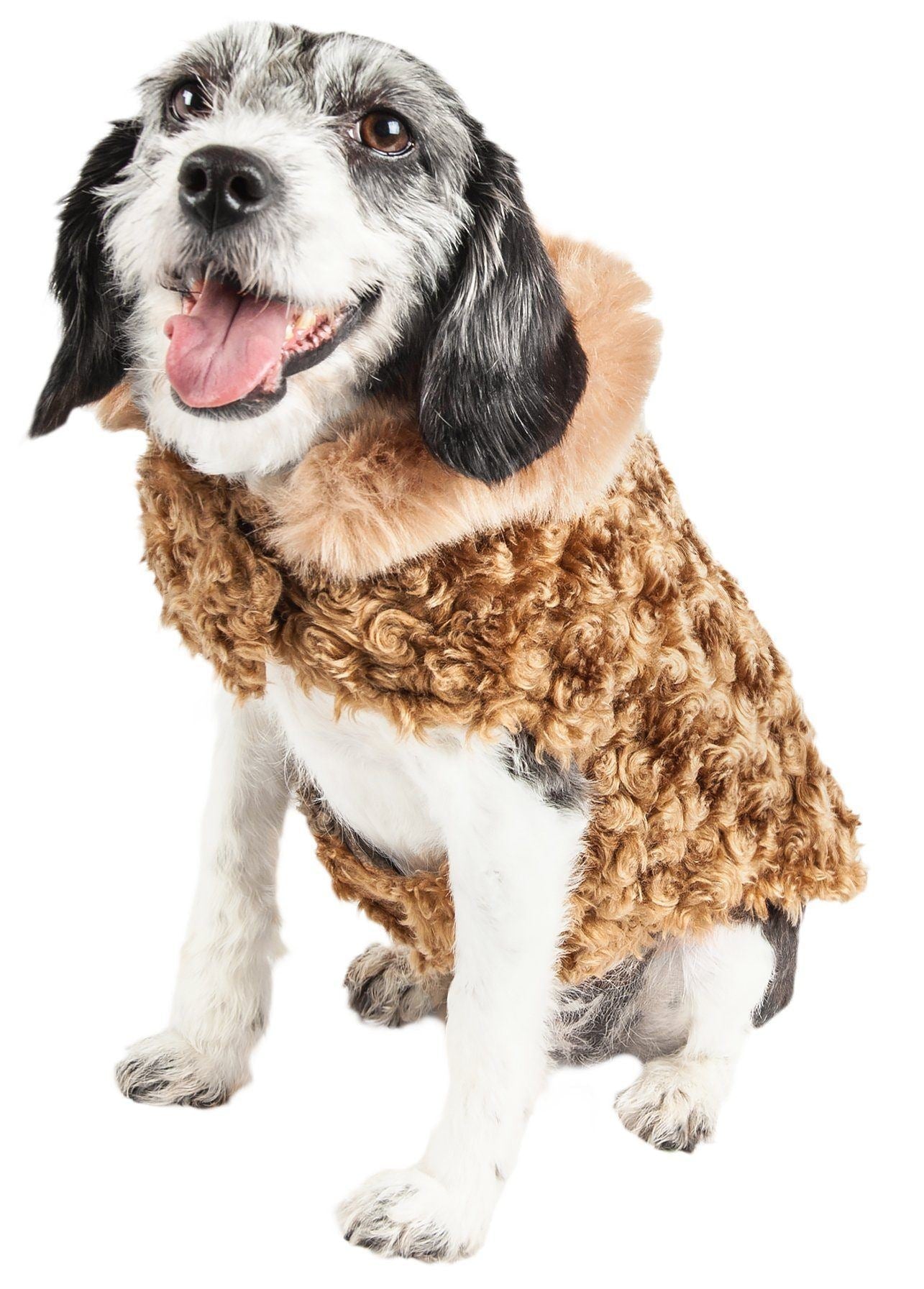 Pet Life Luxe Furpaw Shaggy Elegant Fashion Designer Fur Dog Coat