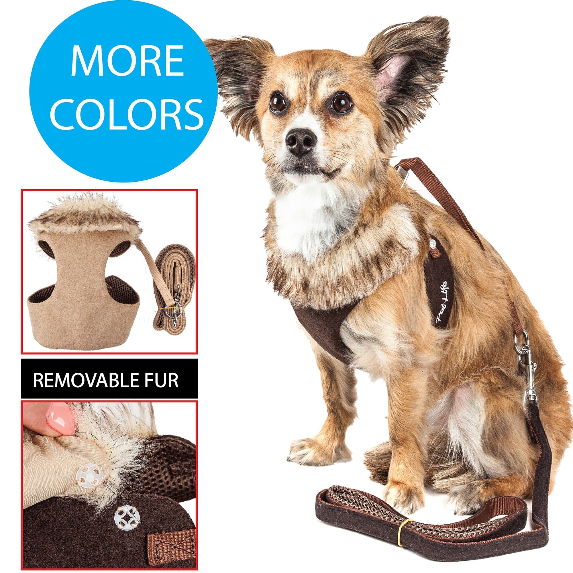 Pet Life Luxe Furracious 2-In-1 Adjustable Dog Harness and Leash with Detachable Fur Collar | HT Animal Supply