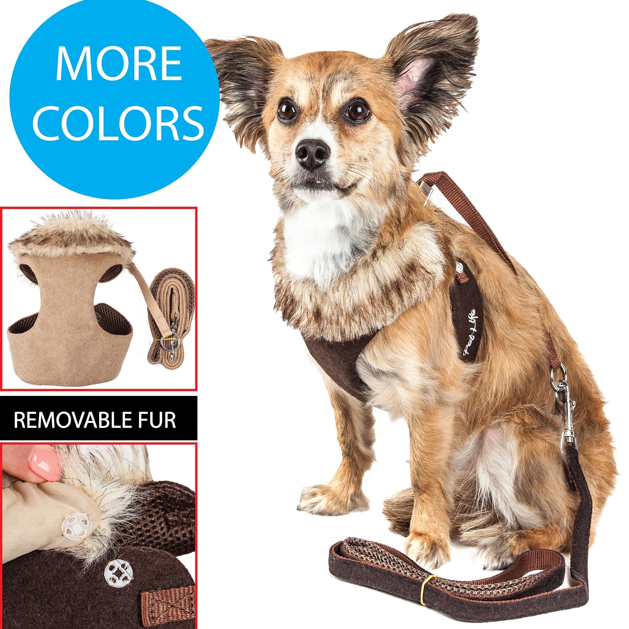 Pet Life Luxe Furracious 2-In-1 Adjustable Dog Harness and Leash with Detachable Fur Collar | HT Animal Supply