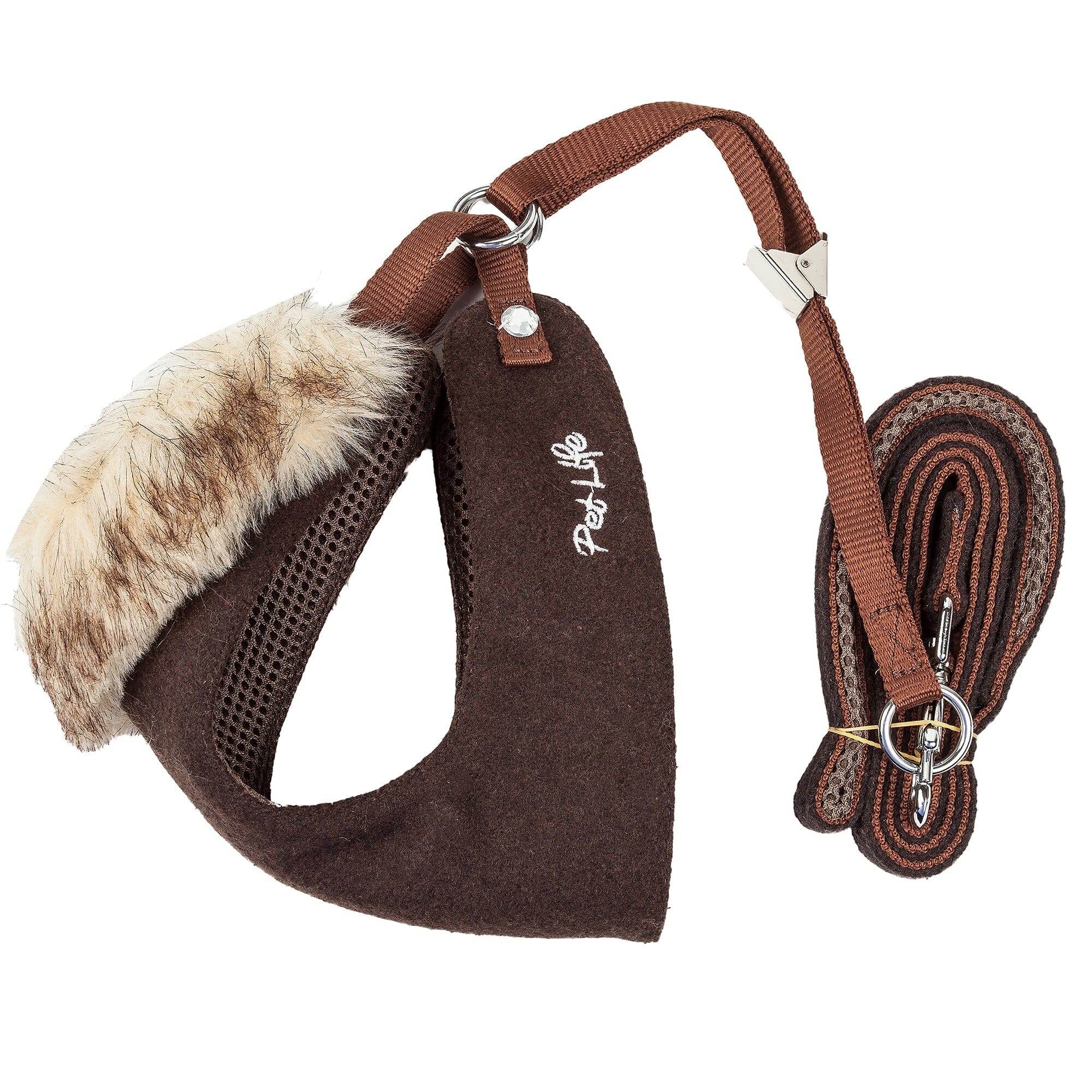 Pet Life Luxe Furracious 2-In-1 Adjustable Dog Harness and Leash with Detachable Fur Collar | HT Animal Supply