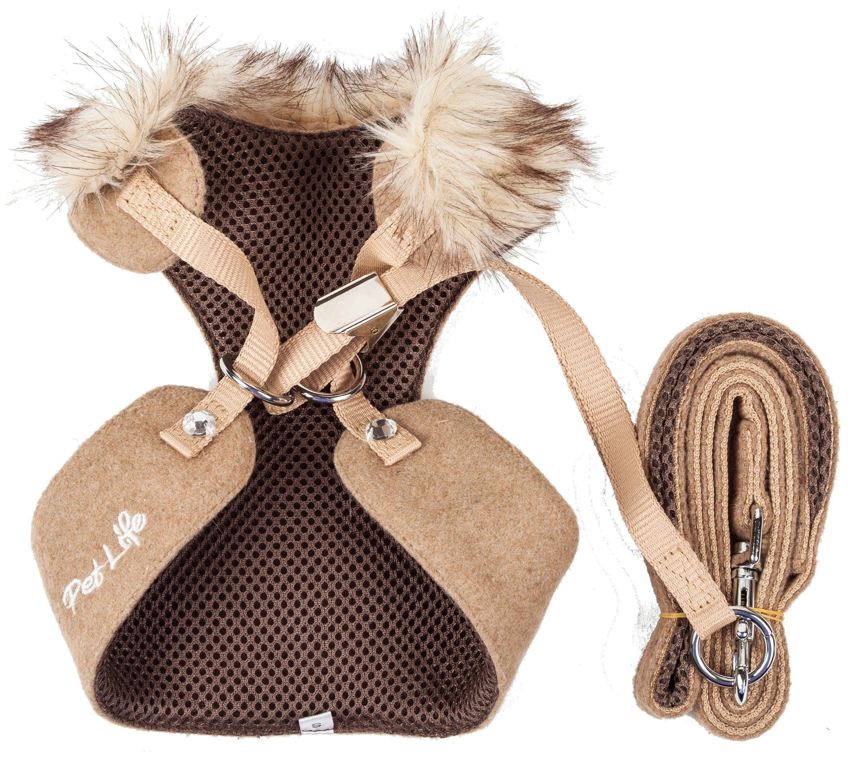 Pet Life ® Luxe Furracious 2-In-1 Adjustable Dog Harness and Leash with Detachable Fur Collar