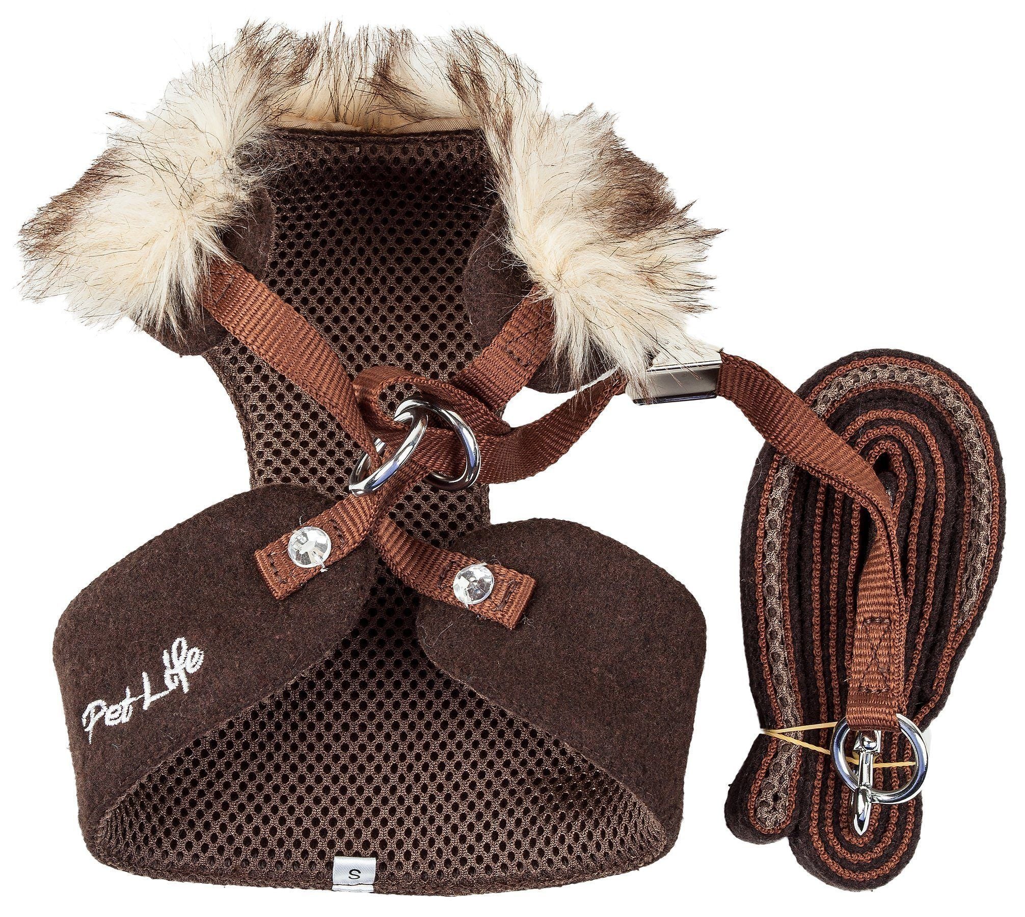 Pet Life ® Luxe Furracious 2-In-1 Adjustable Dog Harness and Leash with Detachable Fur Collar