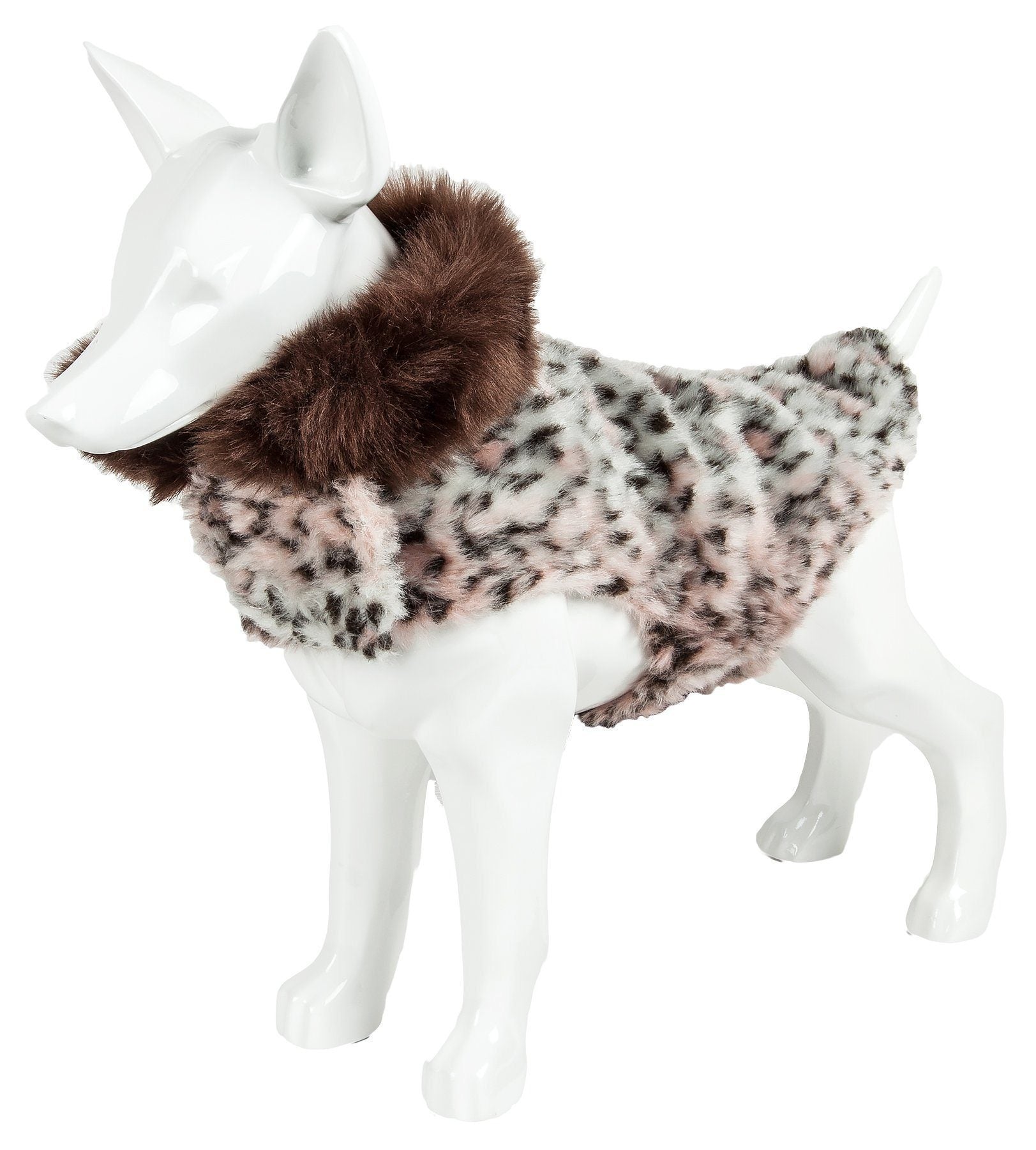Pet Life Luxe Furracious Cheetah Patterned Mink Designer Fashion Fur Dog Coat