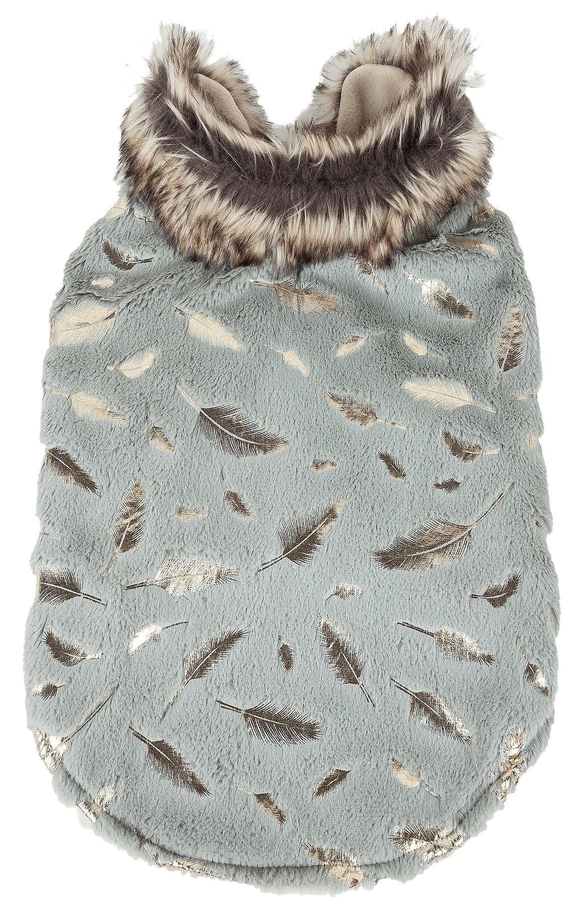 Pet Life Luxe Gold-Wagger Gold-Leaf Fashion Designer Fur Dog Coat