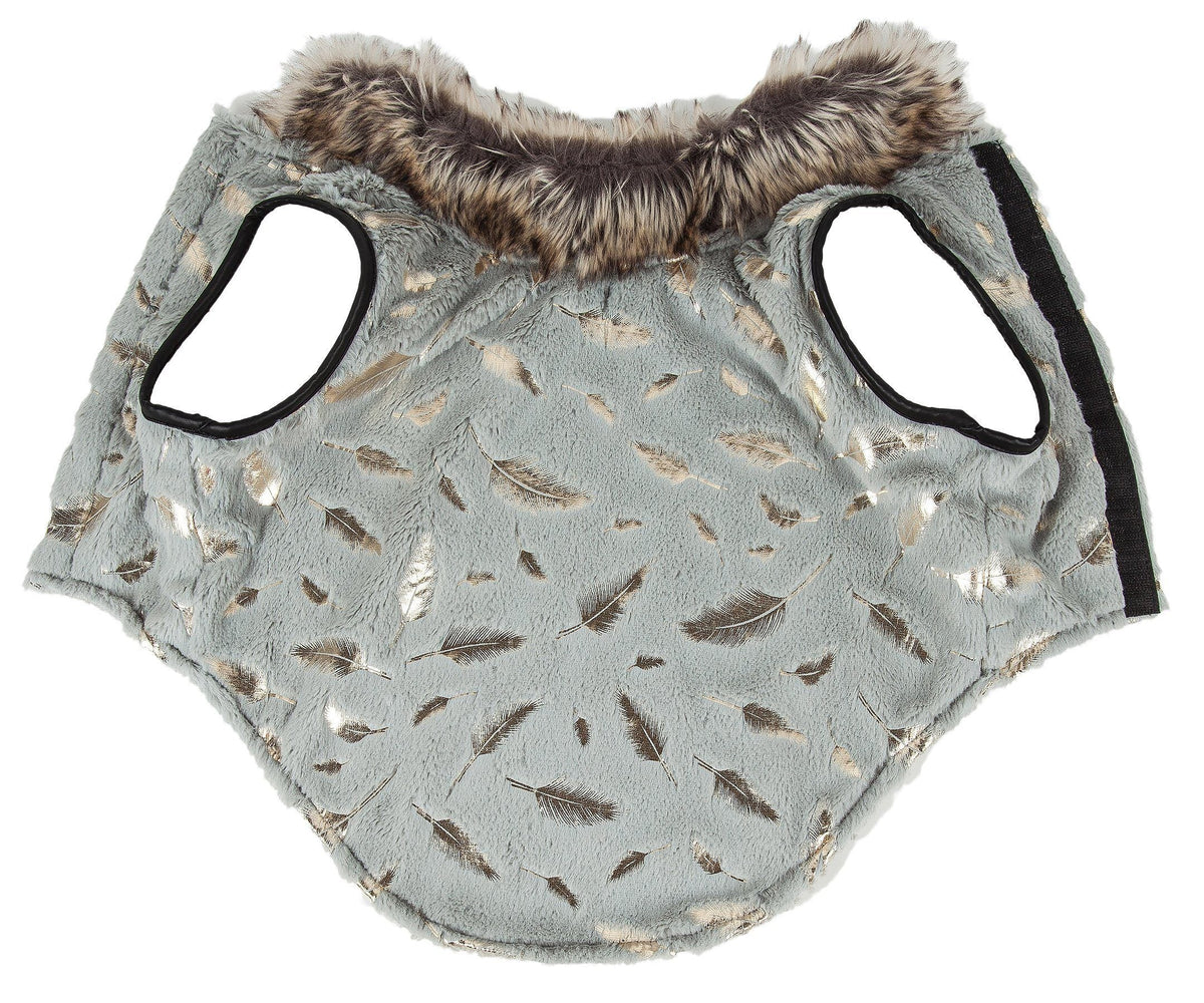 Pet Life Luxe Gold-Wagger Gold-Leaf Fashion Designer Fur Dog Coat